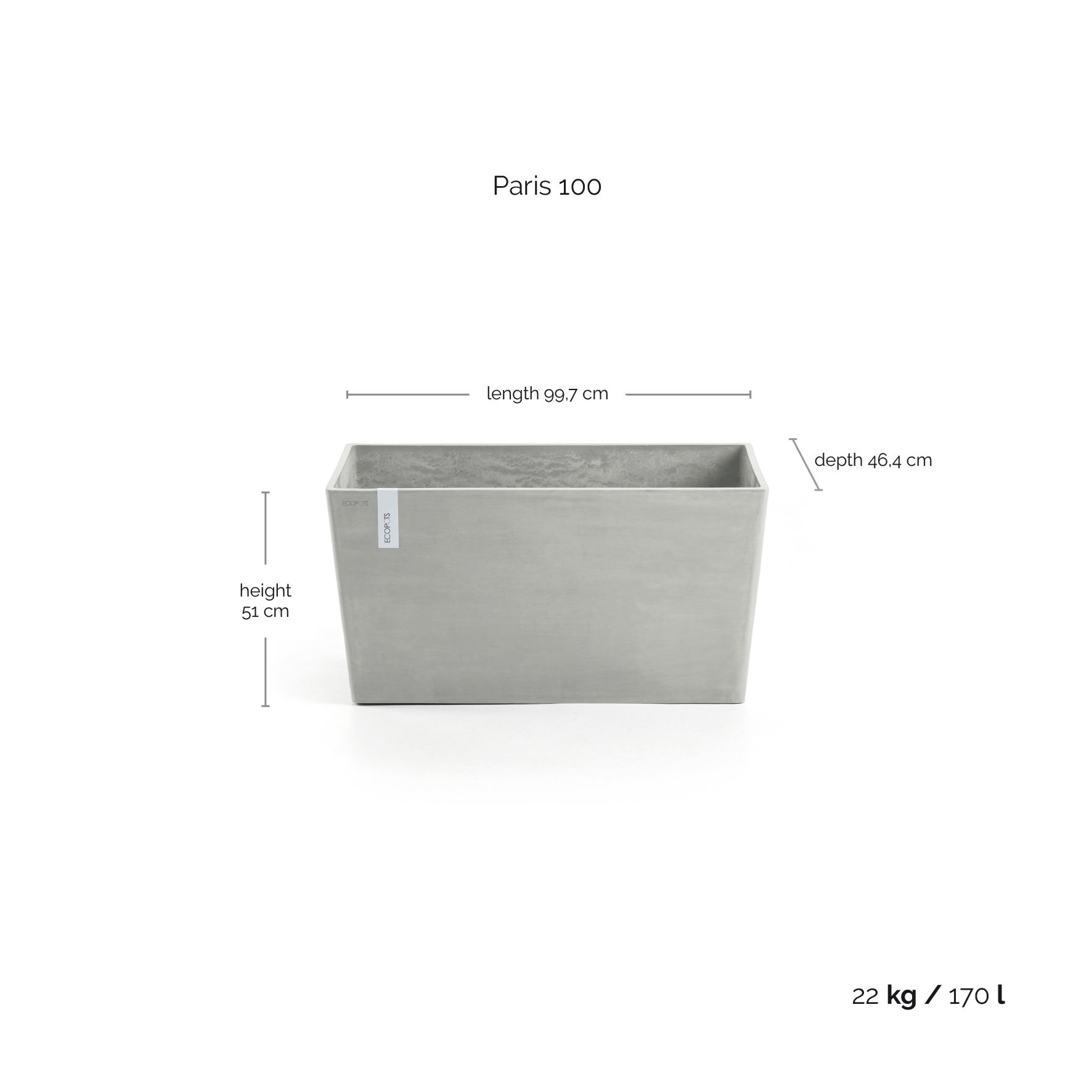 Ecopots-paris-white-grey-LBH-100x46x50-cm