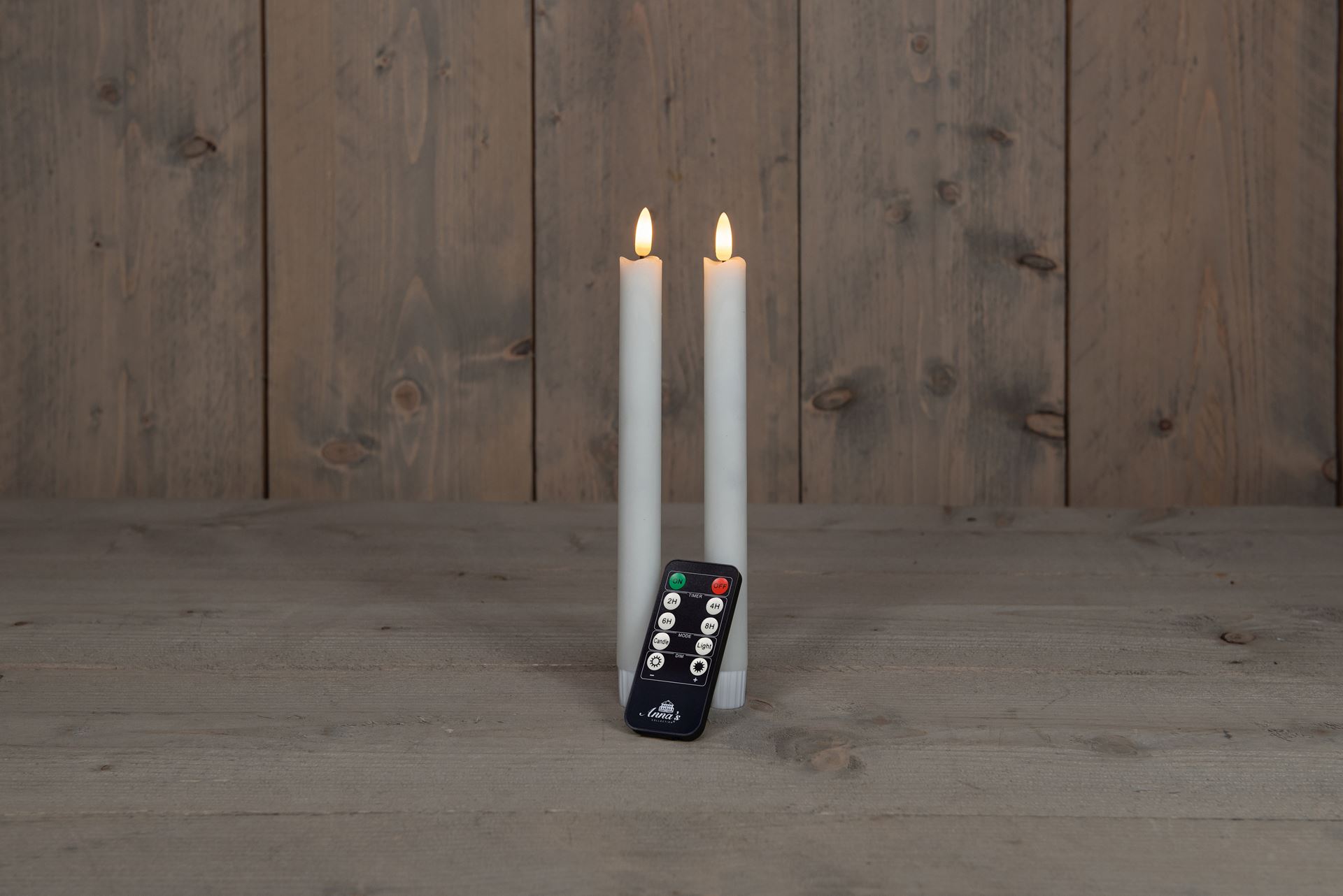 B-O-2st-Wit-rustiek-Wax-dinerkaars-23CM-3D-lont-met-afstandsbediening-Excl-2x2AAA