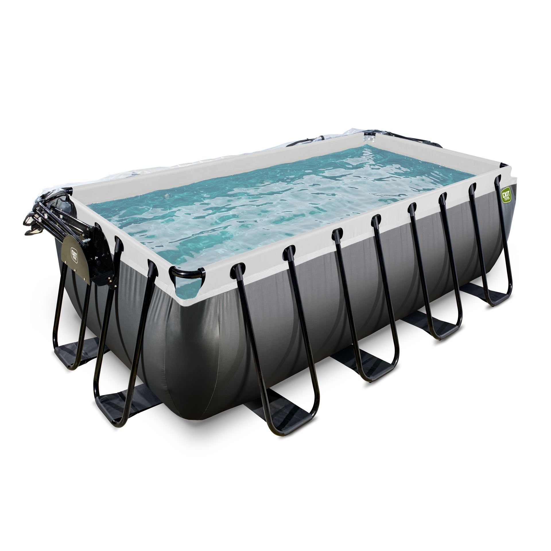 EXIT-Black-Leather-zwembad-400x200x122cm-met-zandfilterpomp-en-overkapping-en-warmtepomp-zwart