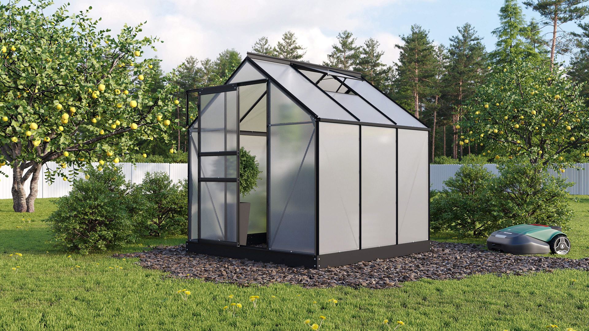 Planet-3800-HKP-6mm-zwart-Set-Polycarbonaat-serre-Vrijstaand-B192-2-x-L192-2-x-H207-cm