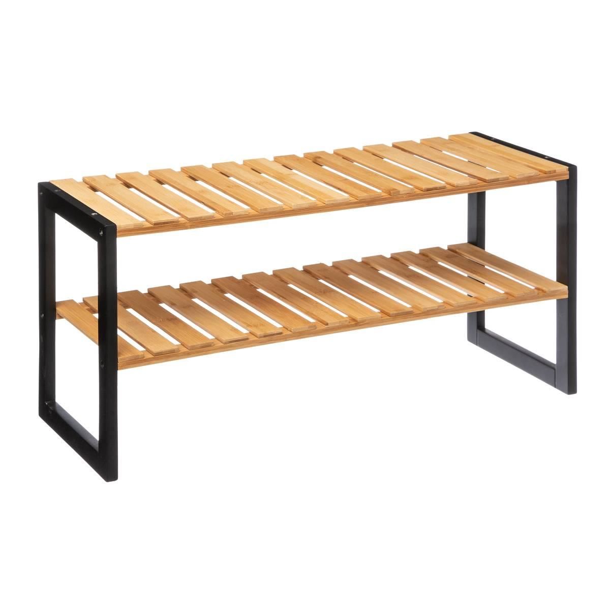 Schoenrek-2-niveau-bambou-70x26x34cm-metaal-hout