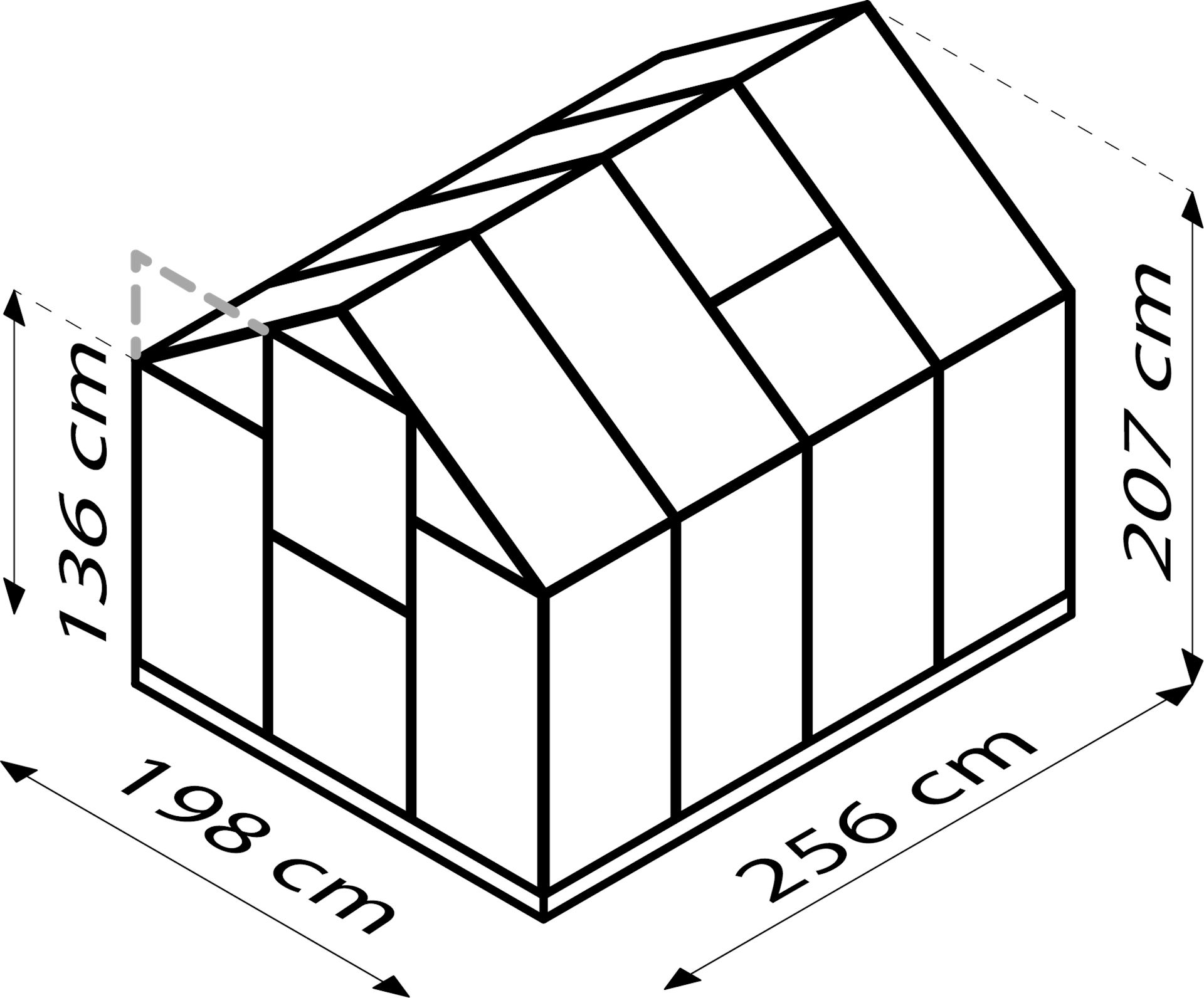 Triton-5000-HKP-6mm-zwart-Polycarbonaat-serre-Vrijstaand-B190-4-x-L253-5-x-H207-cm