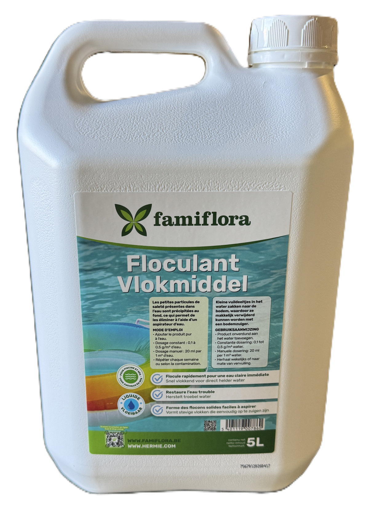 Famiflora Flocculant liquide 5L - floculant liquide pour une eau cristalline !