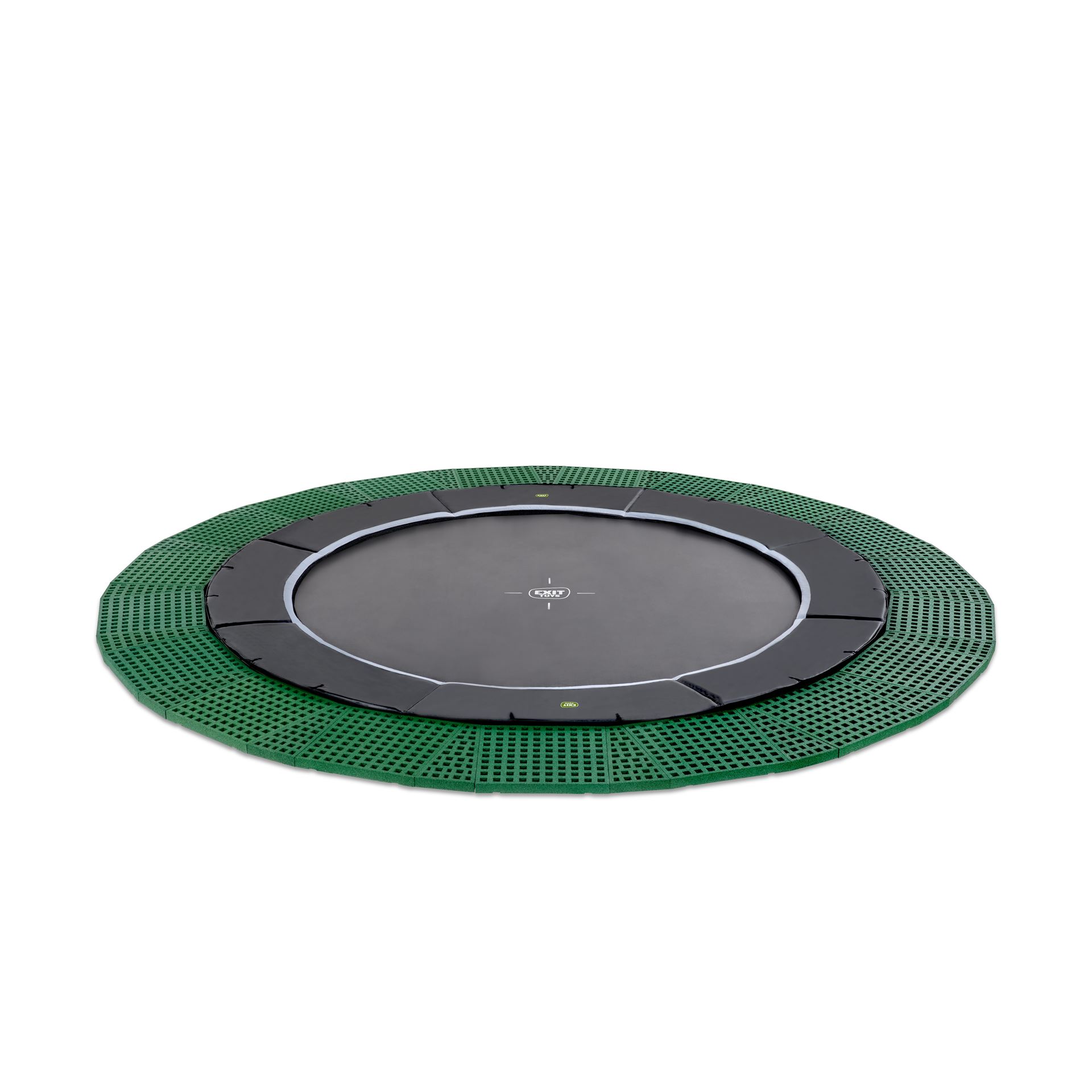 EXIT-Dynamic-groundlevel-trampoline-366cm-met-Freezone-veiligheidstegels-zwart