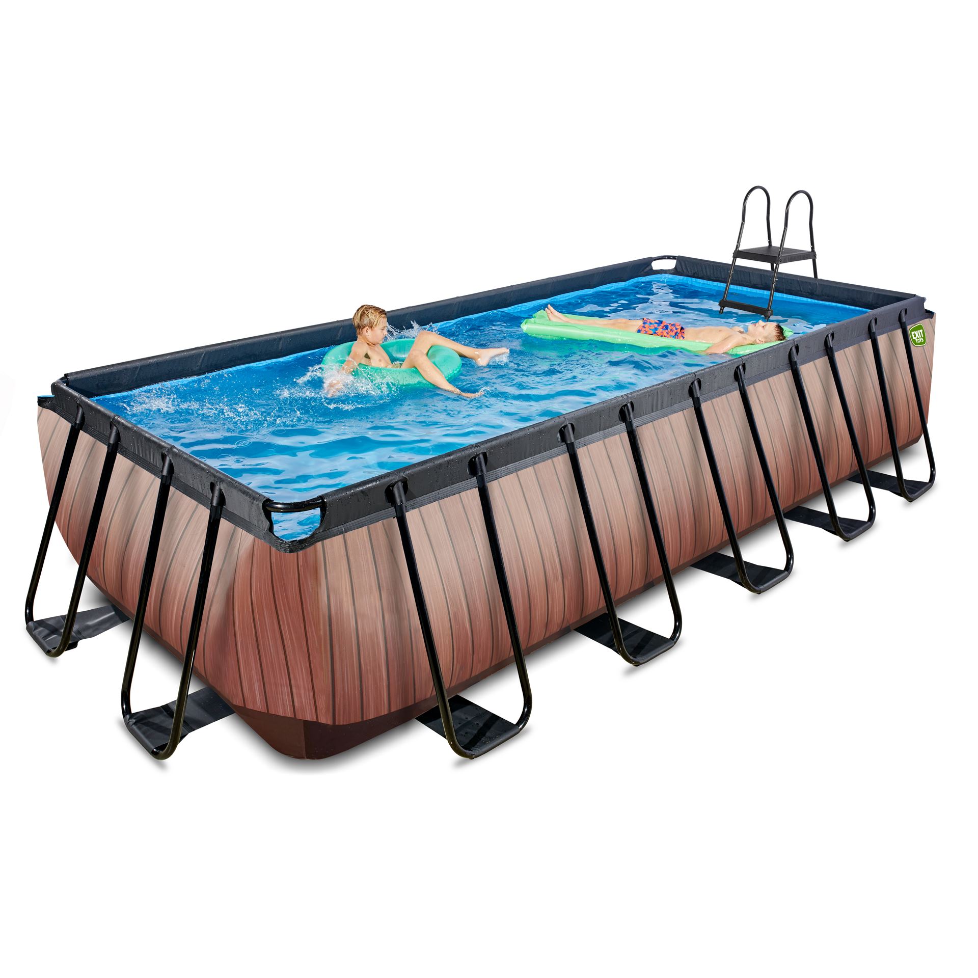 EXIT-Wood-zwembad-540x250x122cm-met-filterpomp-bruin