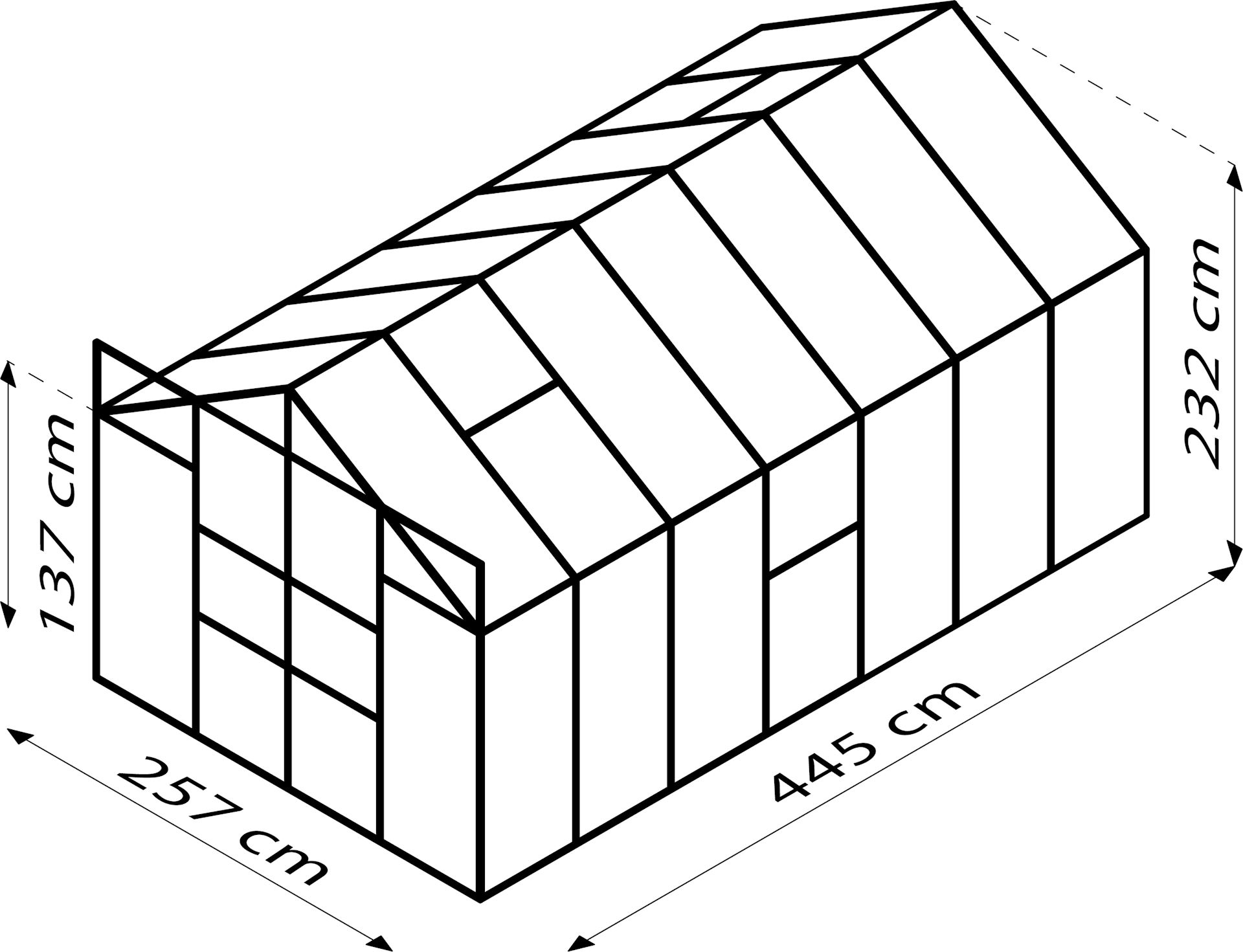 Meridian-2-11500-HKP6mm-donkergroen-Polycarbonaat-serre-Vrijstaand-B254-4-x-L441-x-H231-8-cm