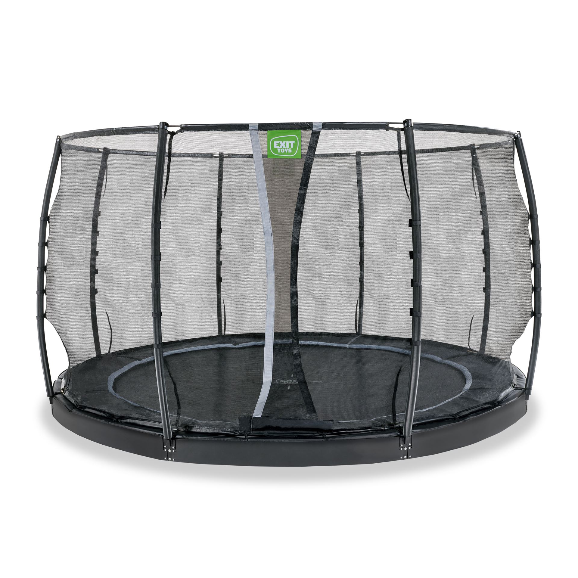 EXIT-Dynamic-groundlevel-trampoline-366cm-met-veiligheidsnet-zwart