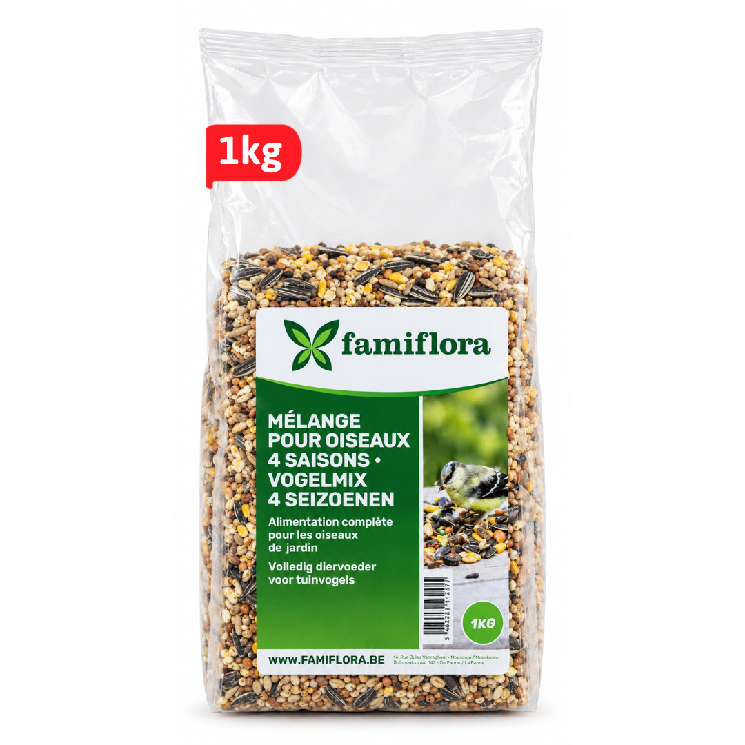 Famiflora Winter Strooivoer - 1kg - 4-Seizoenen Mengeling - Energierijk - Wintervoer voor tuinvogels - Vogelvoer