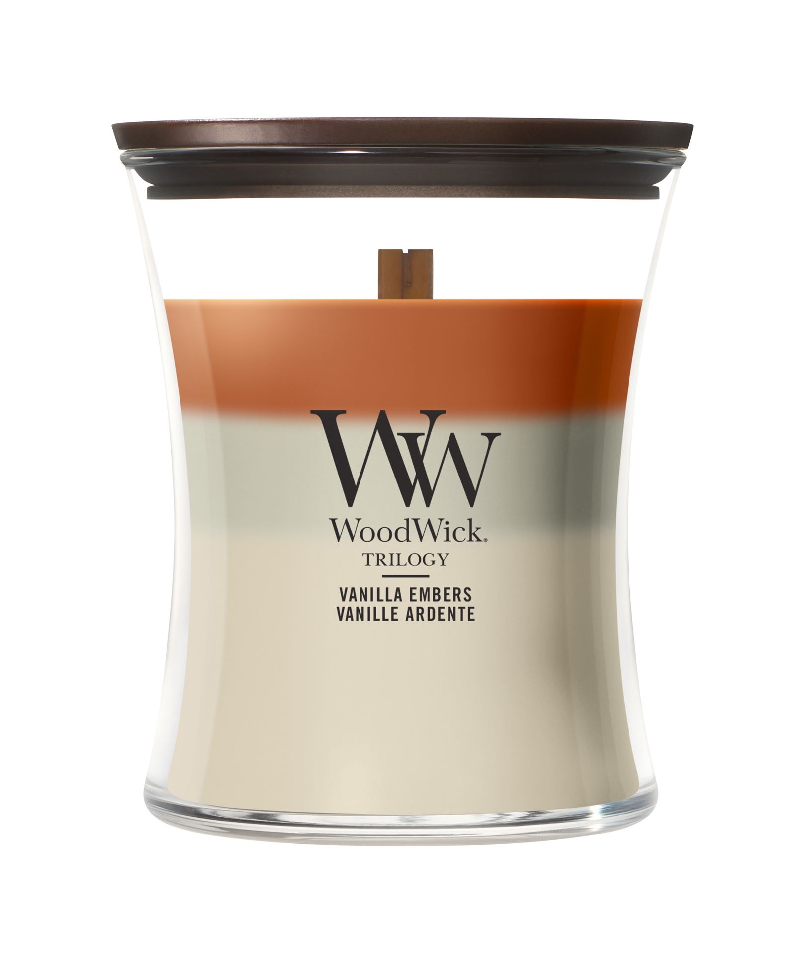 Bougie parfumée WoodWick - Medium Hourglass Trilogy - Vanilla Embers