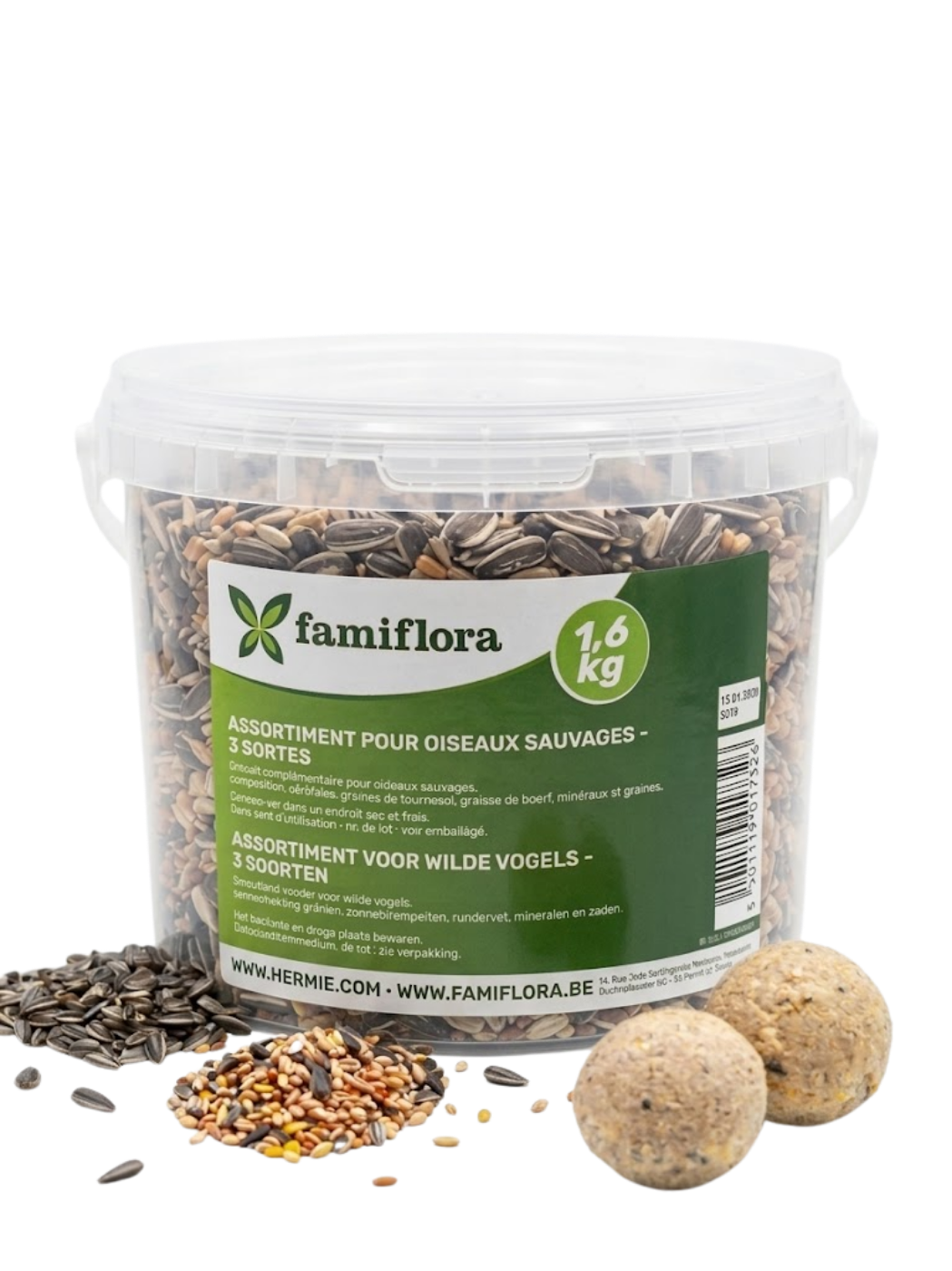 Famiflora Assortment of Outdoor Birds Mixbox - 3 Types de nourriture pour oiseaux - 1.6 KG