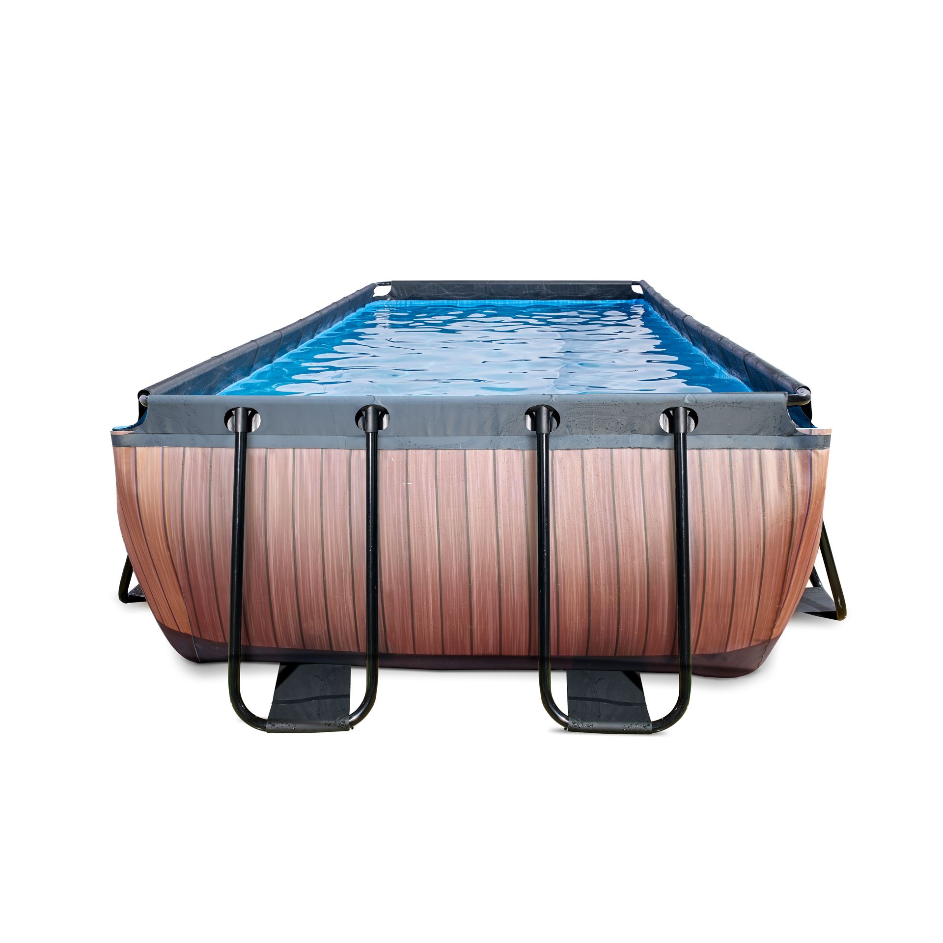 EXIT-Wood-zwembad-400x200x100cm-met-filterpomp-bruin