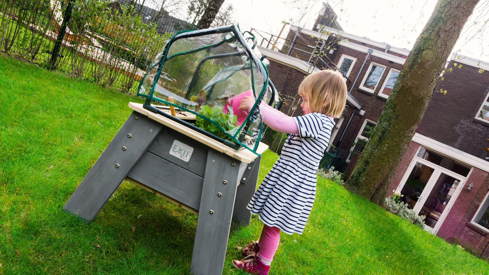 EXIT Aksent grow table L with greenhouse and garden tools