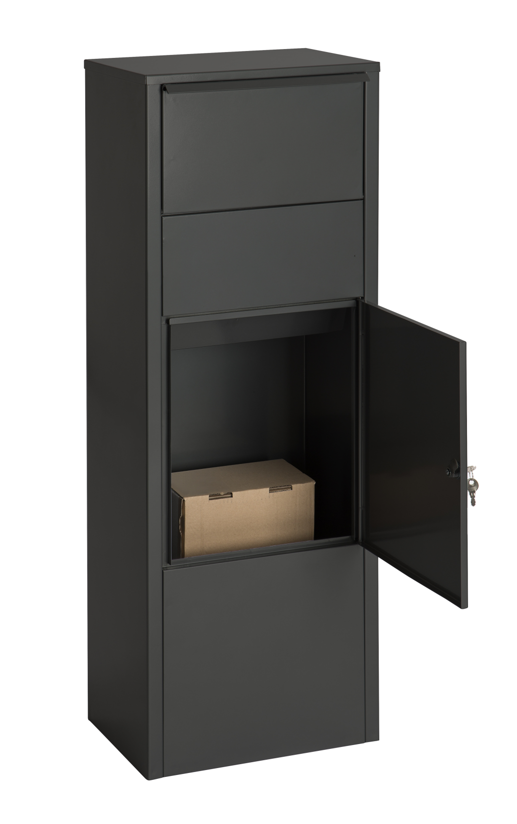 Practo Garden hannover matte black matte black - Freestanding package mailbox - 27x39x105cm - RAL 9005 MAT
