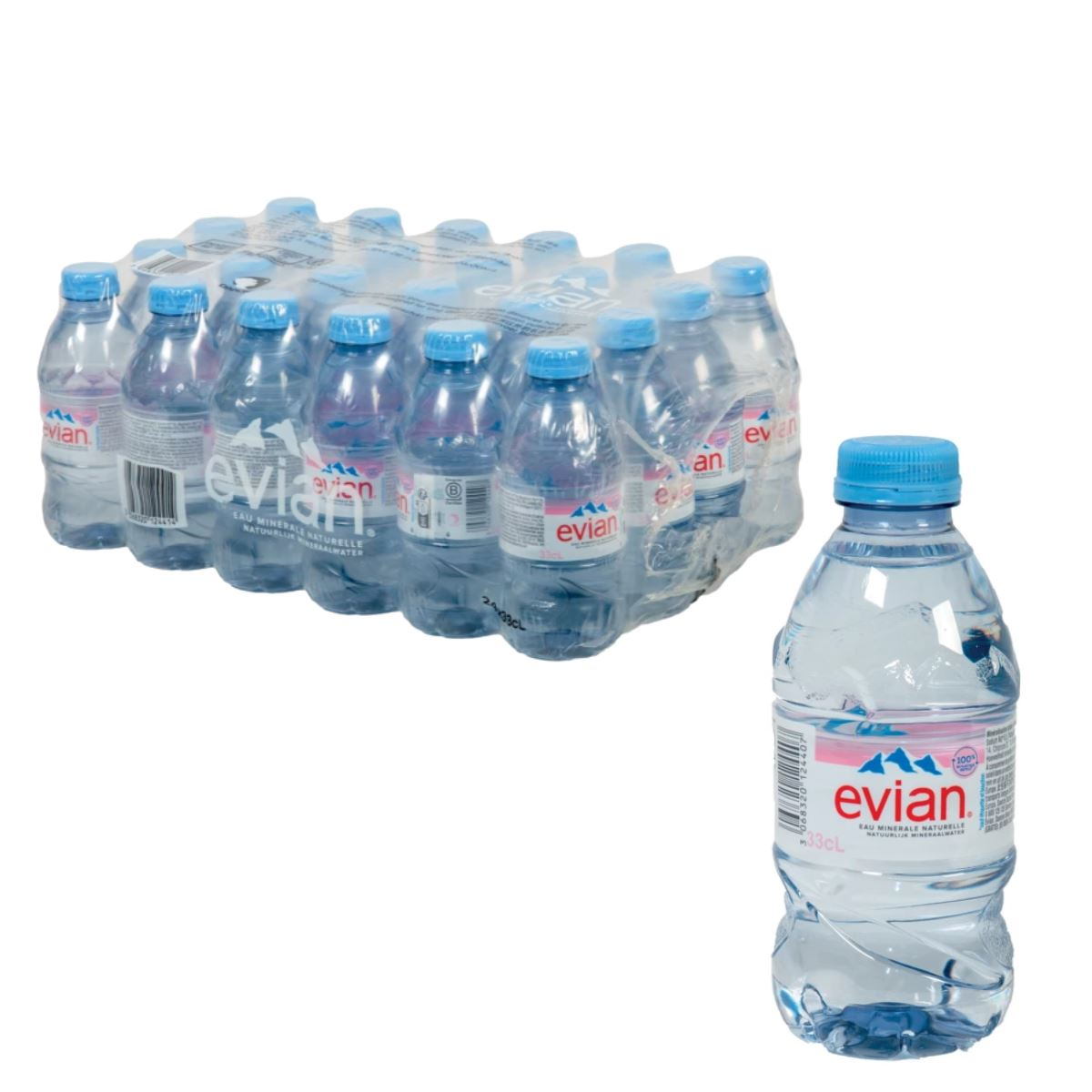 Evian water PET bottle tray 24 x 33 cl - Mineral water