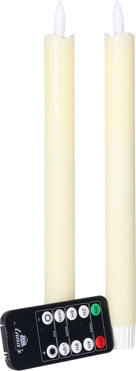 Dinerkaars-Rustiek-H23cm-2stuks-vlameffect-ivoor