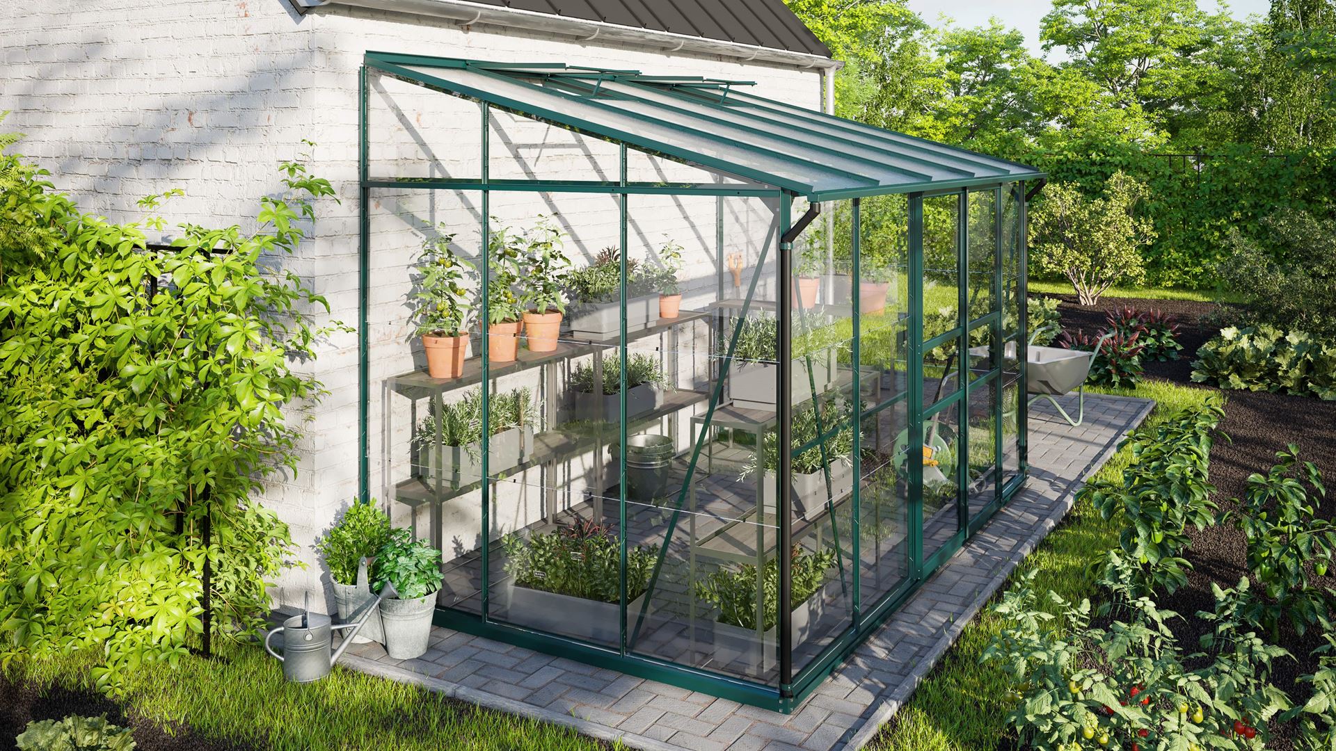 Ida-6500-ESG-HKP-donkergroen-Polycarbonaat-serre-Muurserre-B316-6-x-L190-1-x-H220-8-cm