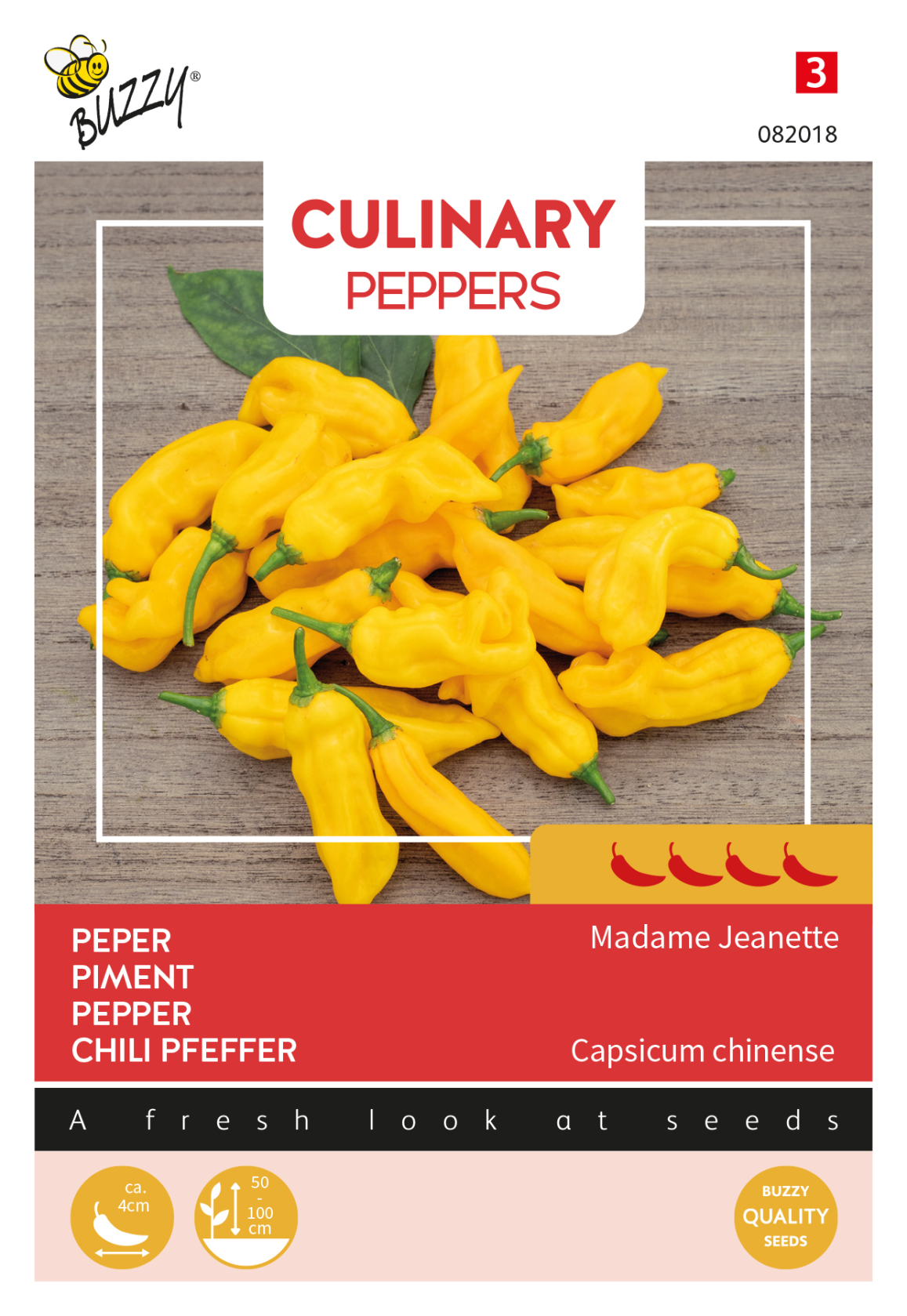 Buzzy® Culinary Peppers Madame Jeanette - Chilipeper Zaden - Extreem Heet - Geel