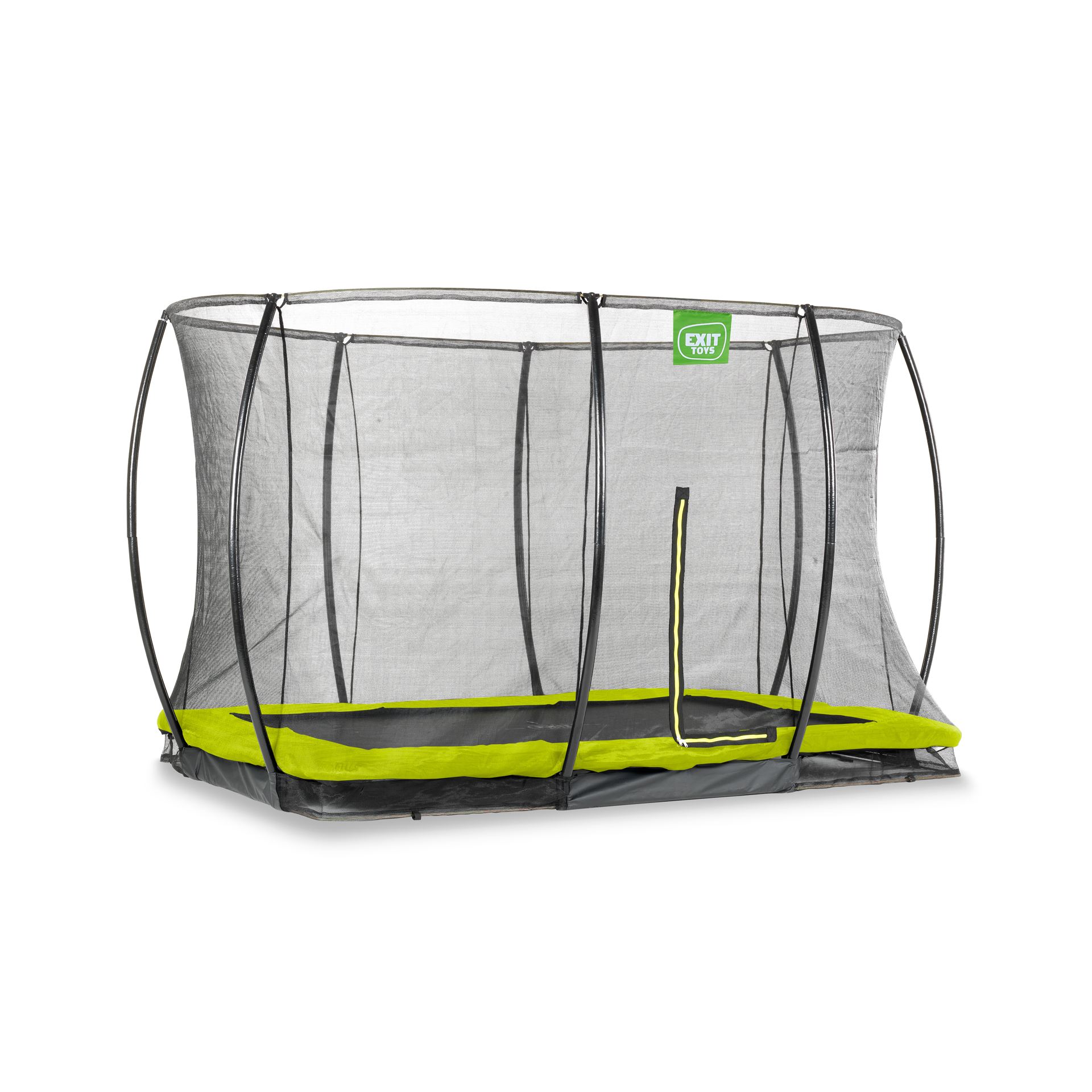 EXIT-Silhouette-inground-trampoline-244x366cm-met-veiligheidsnet-groen