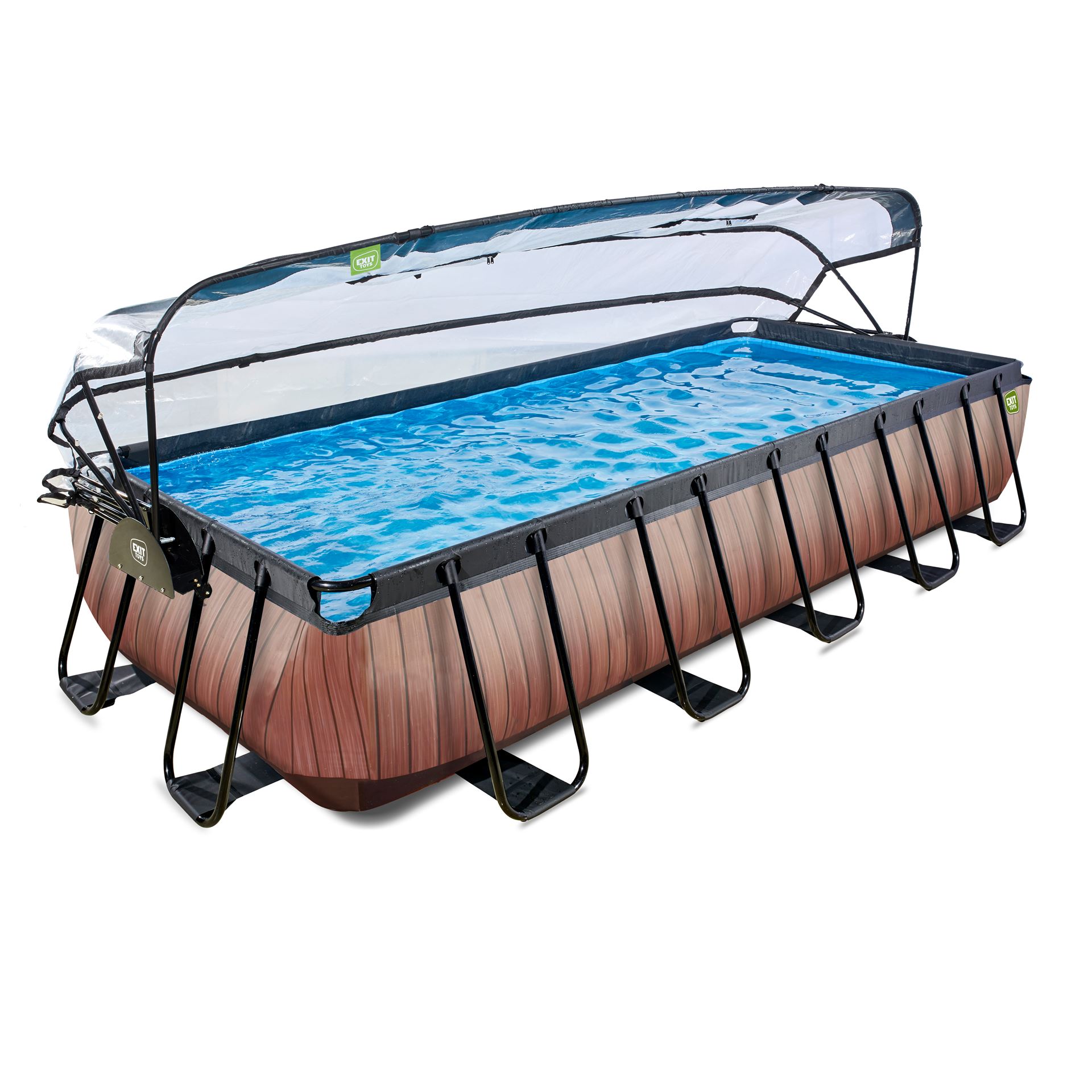 EXIT-Wood-zwembad-540x250x100cm-met-zandfilterpomp-en-overkapping-en-warmtepomp-bruin