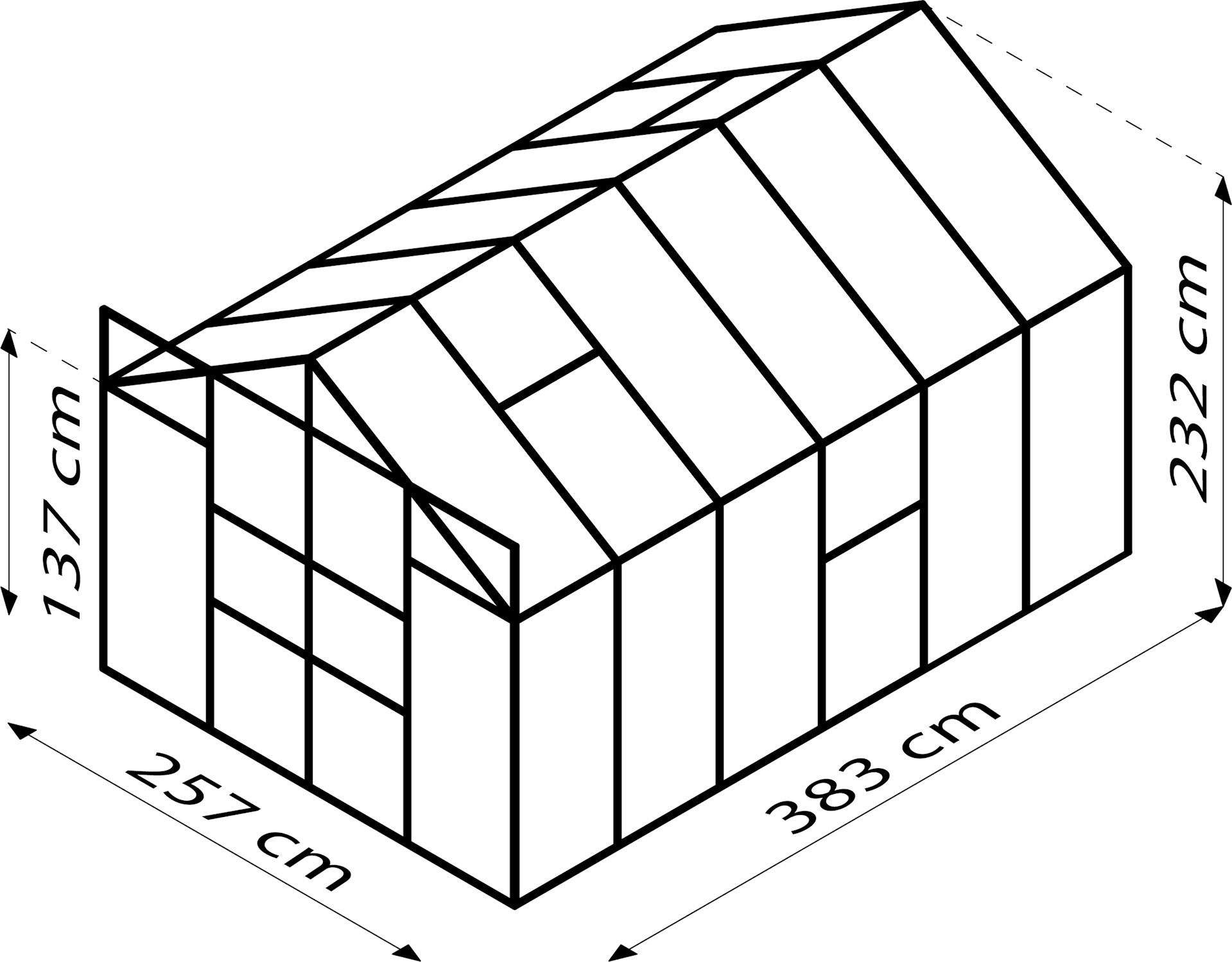 Meridian-2-9900-HKP6mm-donkergroen-Polycarbonaat-serre-Vrijstaand-B254-4-x-L378-8-x-H231-8-cm