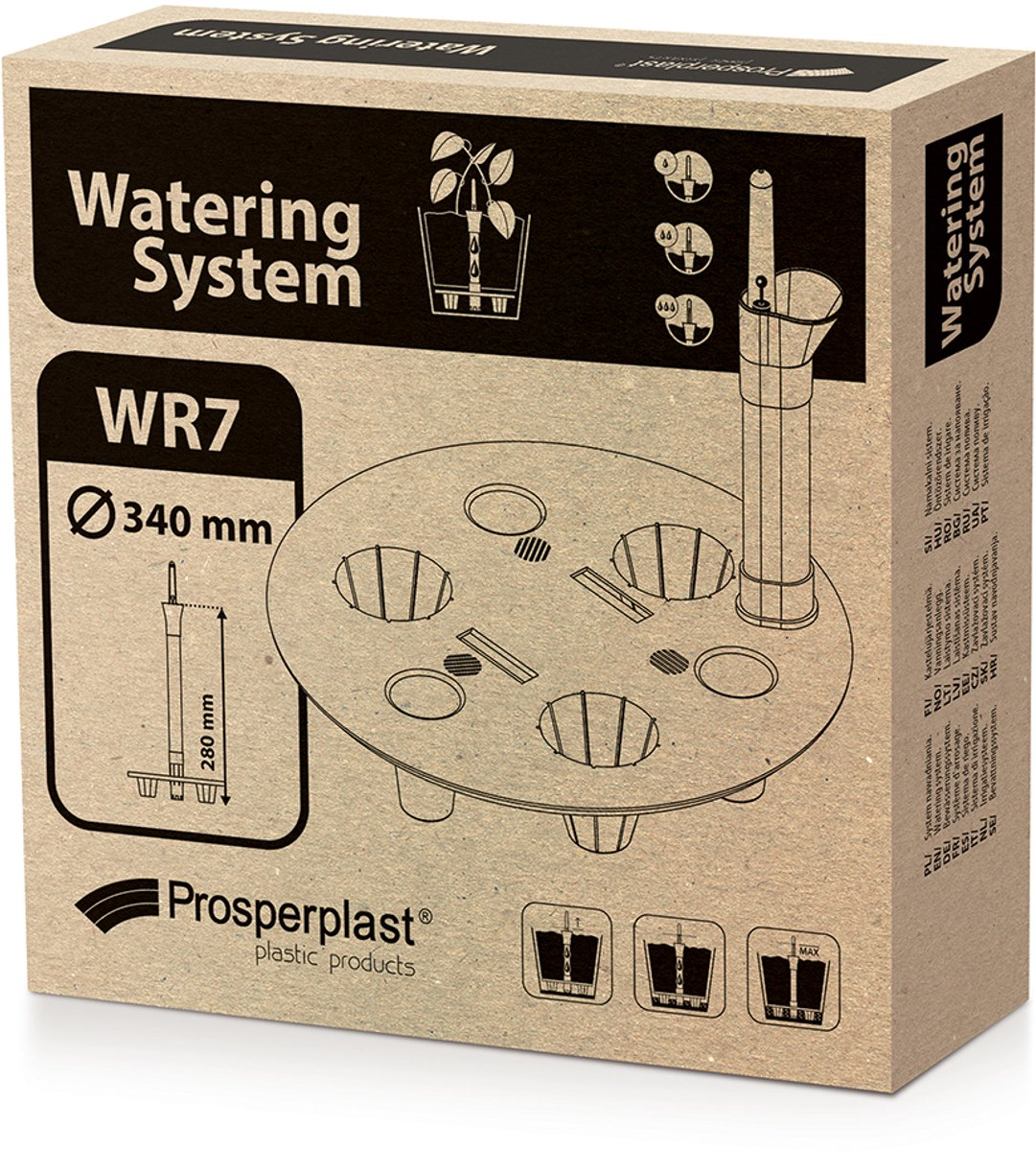 Prosperplast Watering System Round WR7 - Black - Ø 33,8 cm - For pots up to Ø 47 cm