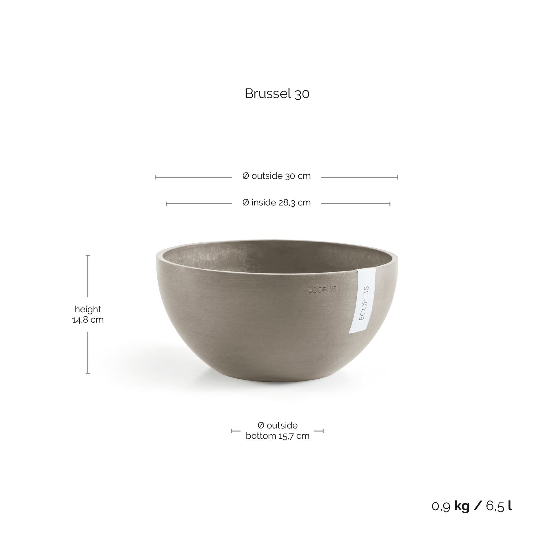 Ecopots-brussels-taupe-30-cm-H14-cm