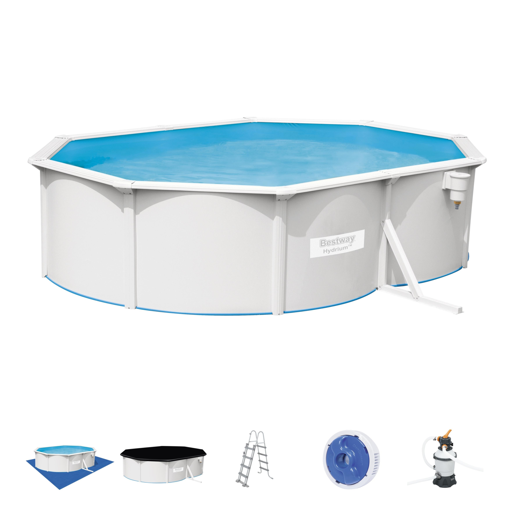 Bestway Hydrium Pool, approx. 500x360x120 cm  - includes sand filter - WHITE model