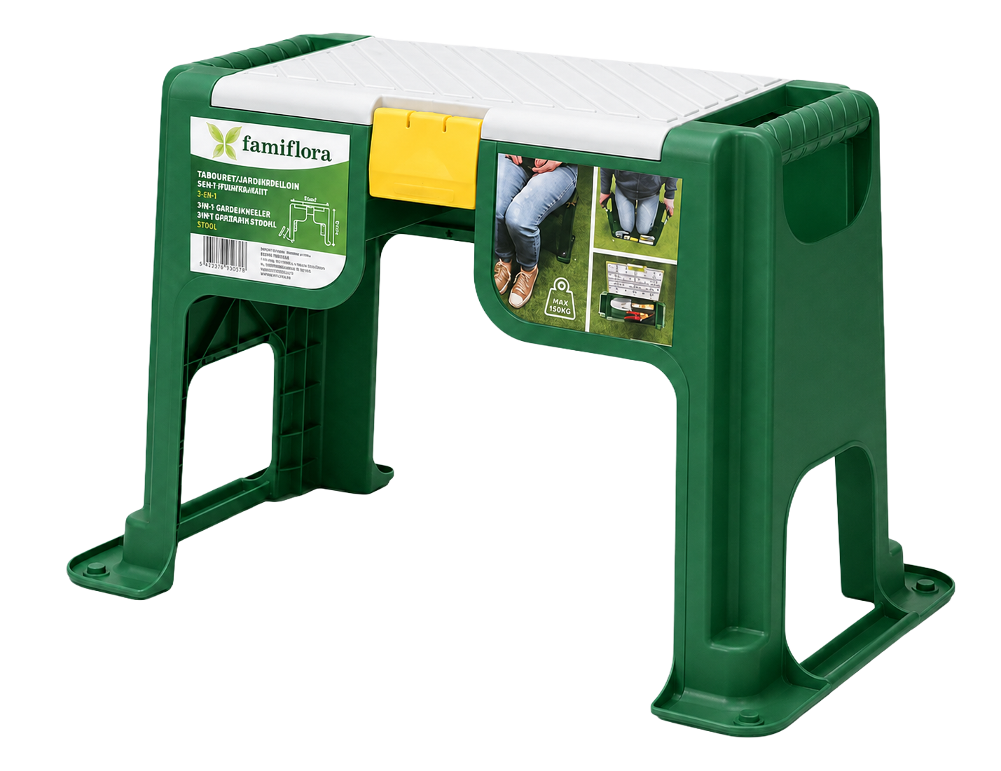 Famiflora multi-purpose stool - Seat bench and knee bench - With built-in storage - Maximum 100KG capacity
