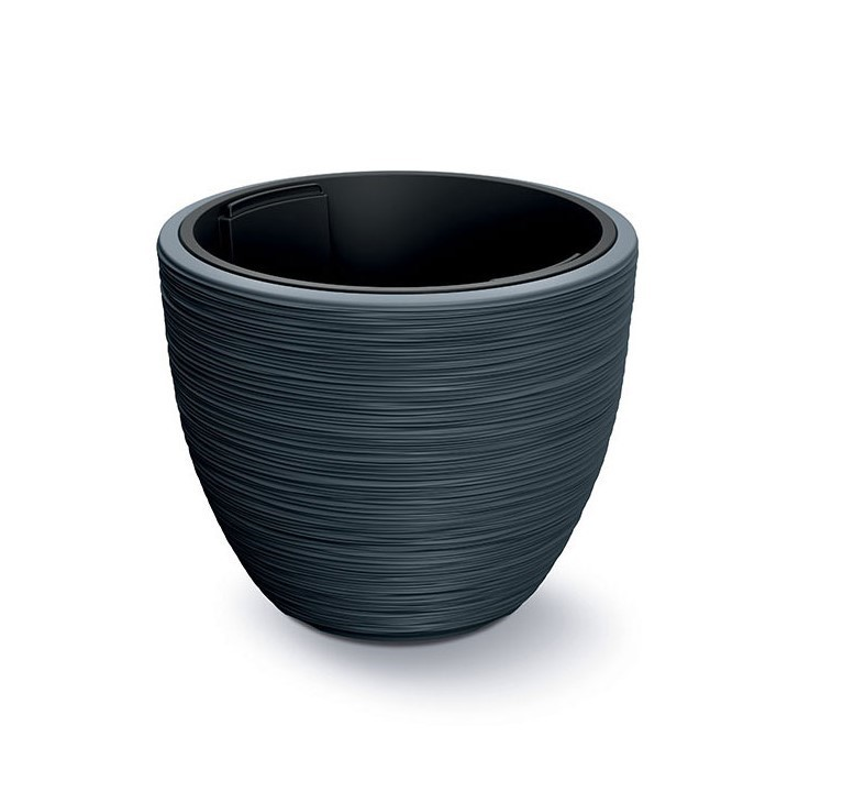 Prosperplast Furu Stripes Pot de fleurs - Anthracite - Ø 57 cm - Avec pot intérieur