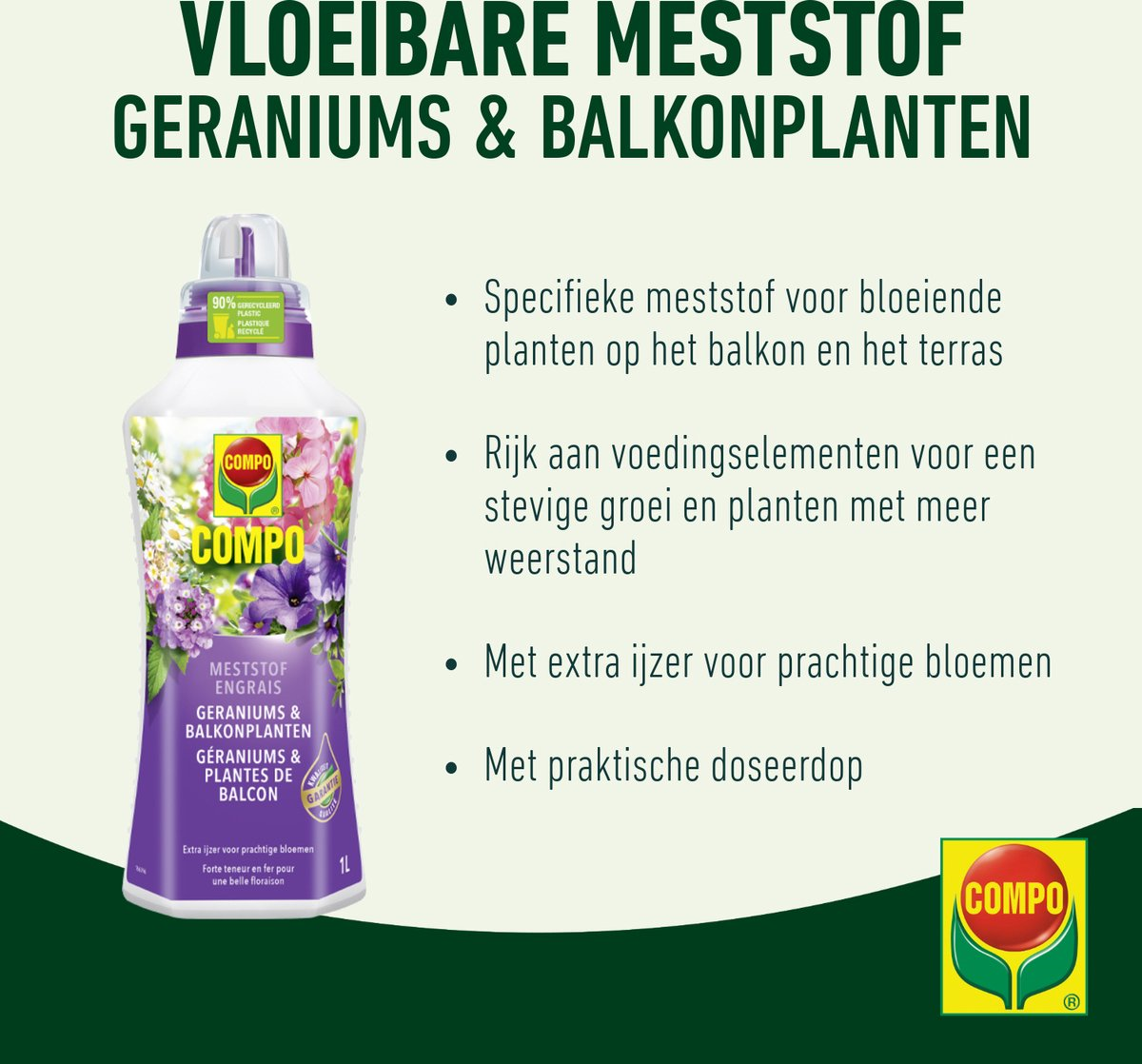 Compo liquid fertilizer geraniums & balcony plants - 1L