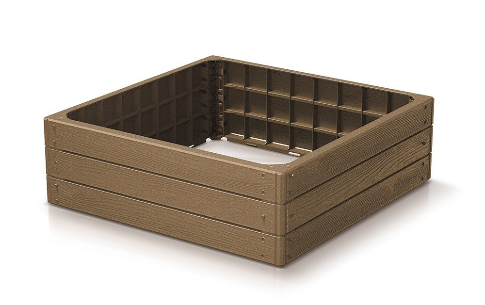 Prosperplast Base Woody Garden Bed 75 x 75 x 25 cm - Raised Flower Box - Naturo ECO