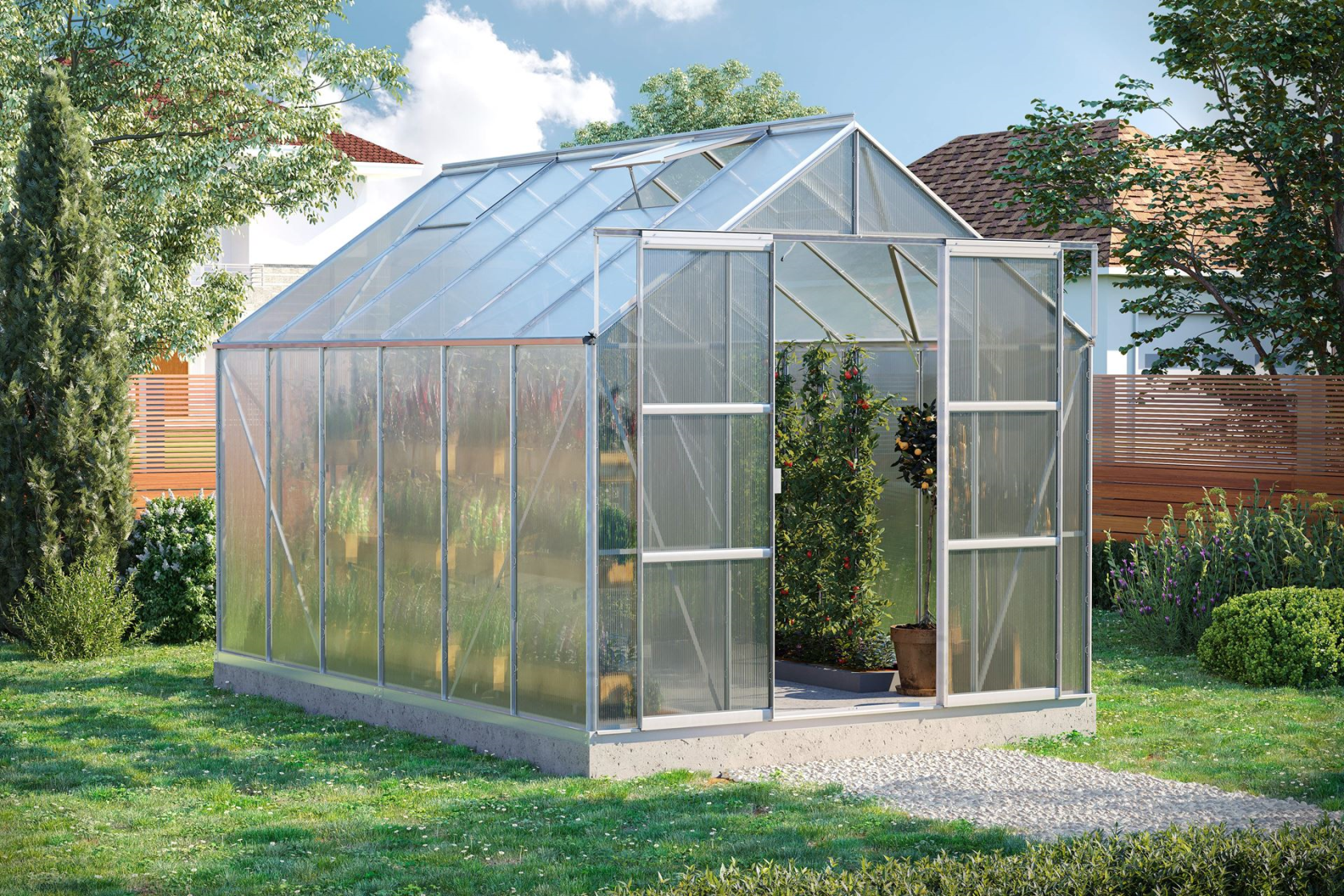 Vitavia Uranus serre - 9,9m² - met 4 mm polycarbonaat - Aluminium
