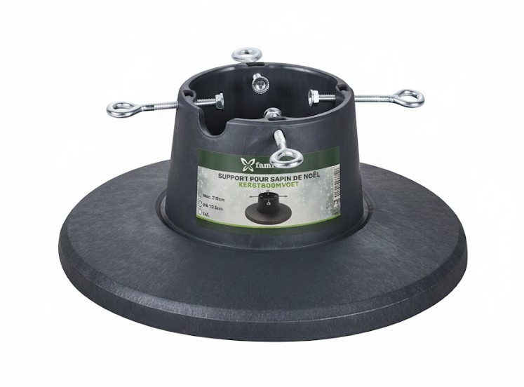 Famiflora Pied de sapin avec pince à vis - gris - convient aux sapins de Noël jusqu'à 210 cm - avec réservoir d'eau