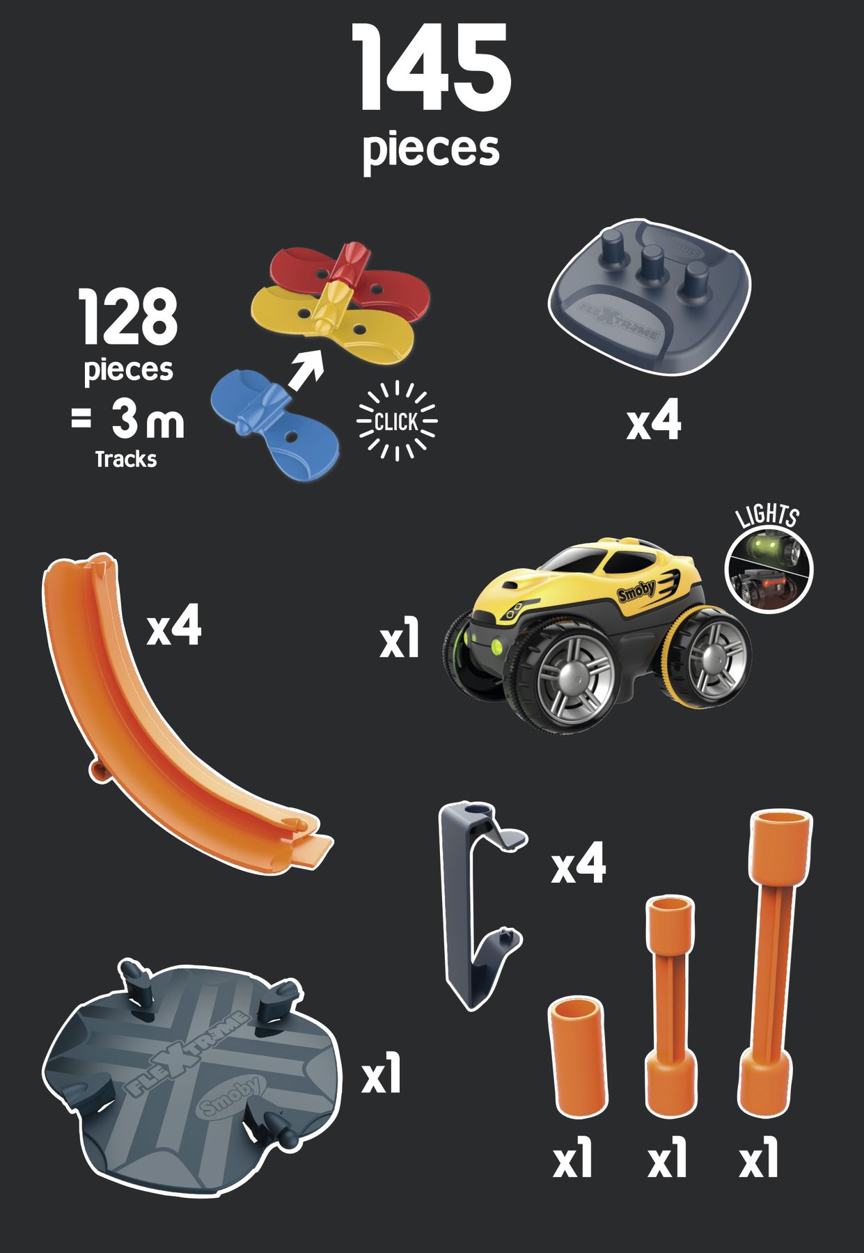 Smoby - Spidey - FleXtreme - Recharge Piste - 1m72 de Circuit de Voiture Supplémentaire - 72 Pistes Flexibles et Modulables + 2 Ventouses de Fixation Smoby - Spidey - FleXtreme - Recharge Piste - 1m72 de Circuit de Voiture Supplémentaire - 72 Pistes Flexibles et Modulables + 2 Ventouses de Fixation