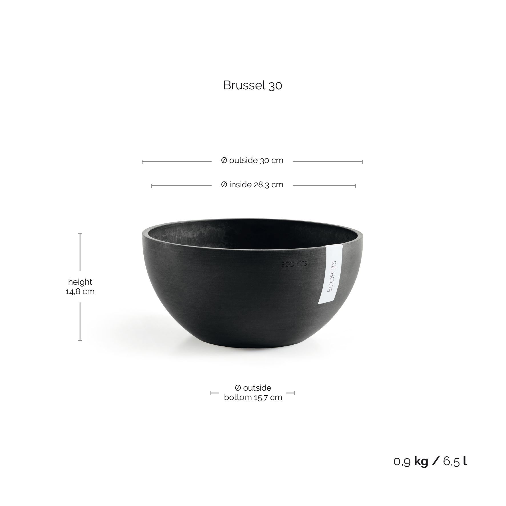 Ecopots-brussels-dark-grey-30-cm-H14-cm