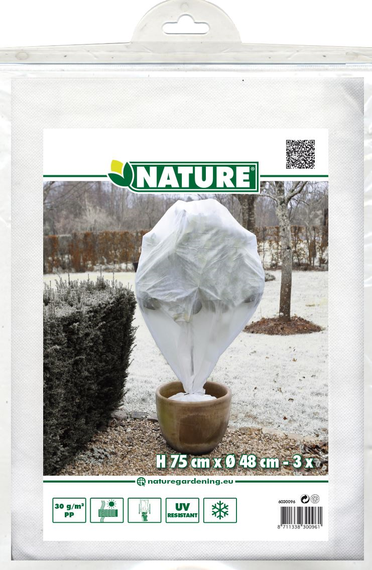 Nature winterafdekhoes met koord - 3 stuks - 75x75cm - 30g/m²