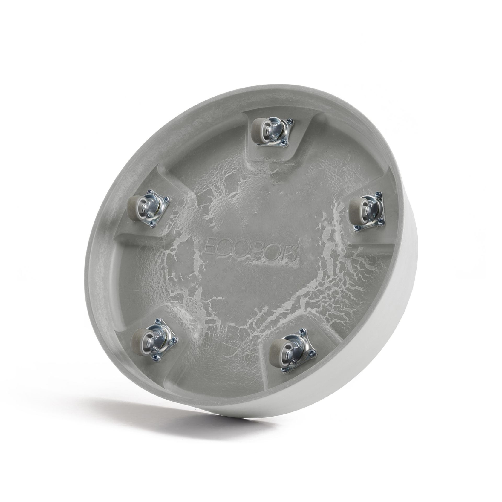 Ecopots soucoupe à roulettes Oslo- Rond - Blanc Gris - Diamètre 32,2 x H8,5 cm