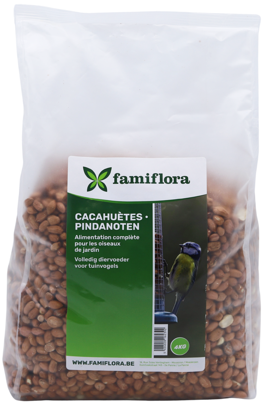 Famiflora sac de cacahuètes pour oiseaux de jardin - 4KG - Nourriture pour oiseaux - Nourriture d'hiver pour oiseaux - Naturelle - Haute énergie