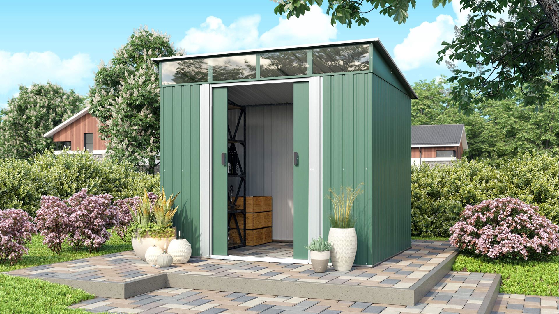 Tuinberging-Lubeck-86-dennegroen-wei-Tuinberging-metaal-B181-x-L224-x-H203-cm