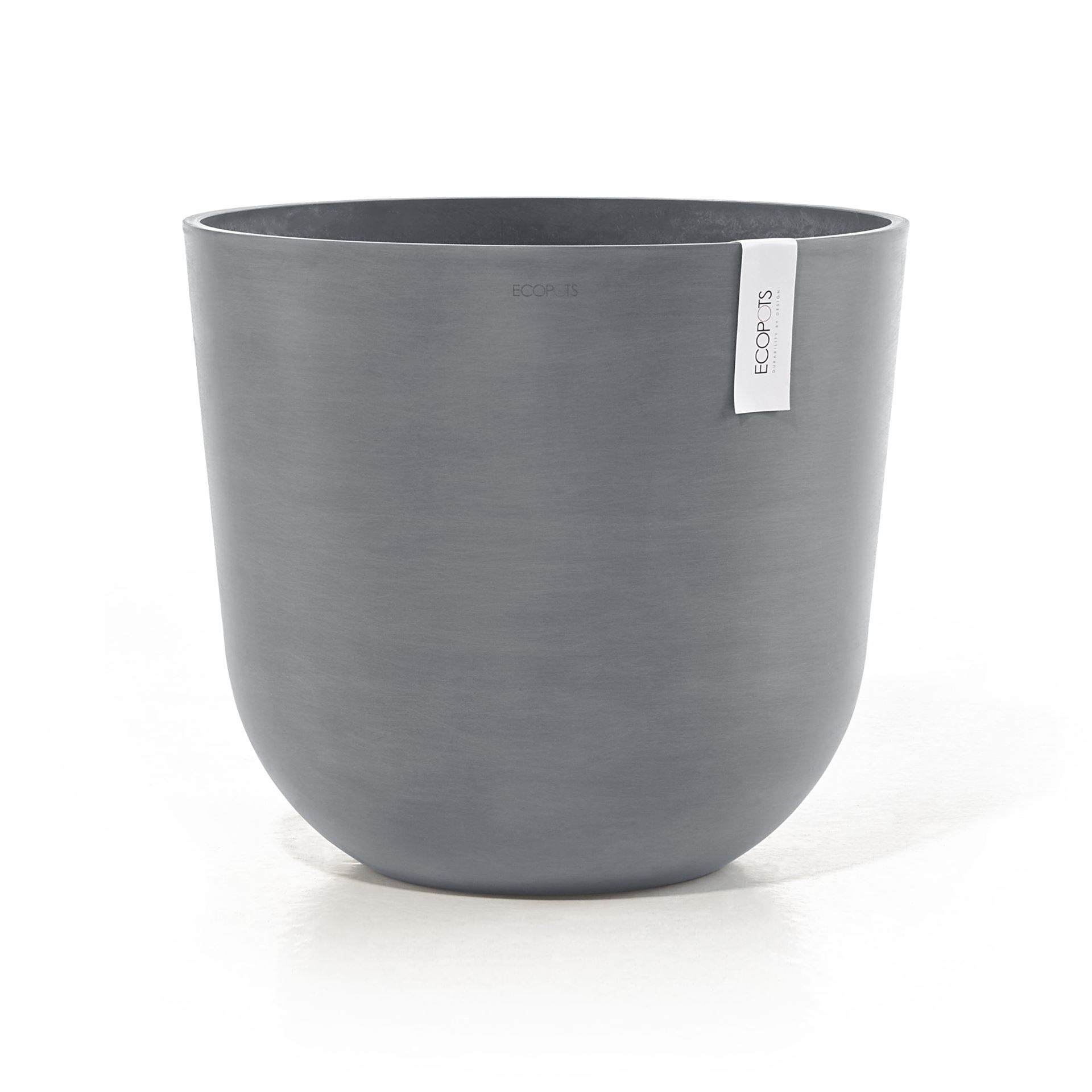 Ecopots Oslo 45 + Water Reservoir - Blue Grey - Ø45 x H39,4 cm - Ronde blauwgrijze bloempot / plantenpot met waterreservoir