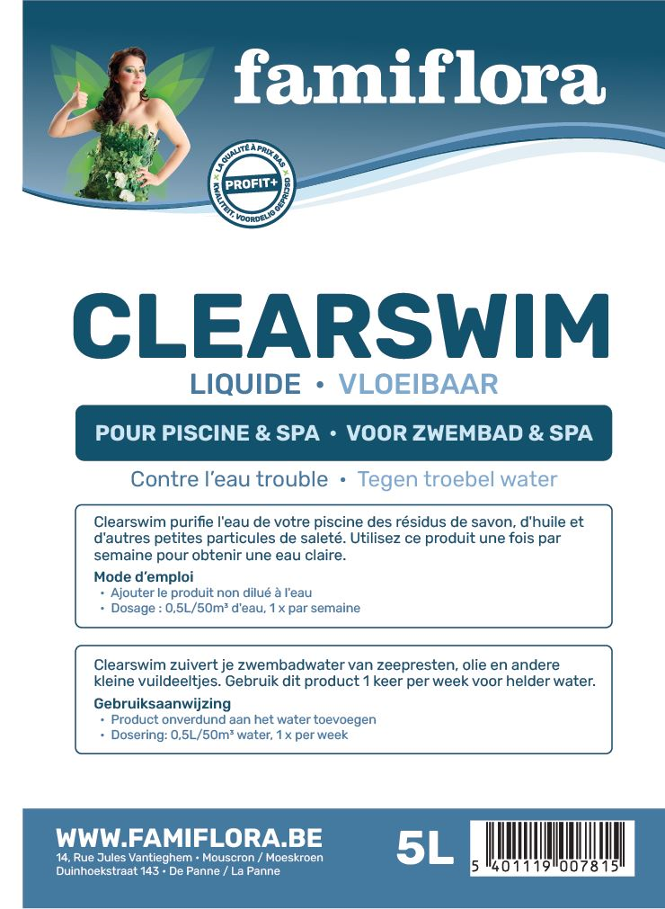 Famiflora Clearswim vloeibaar 5L - tegen troebel water!