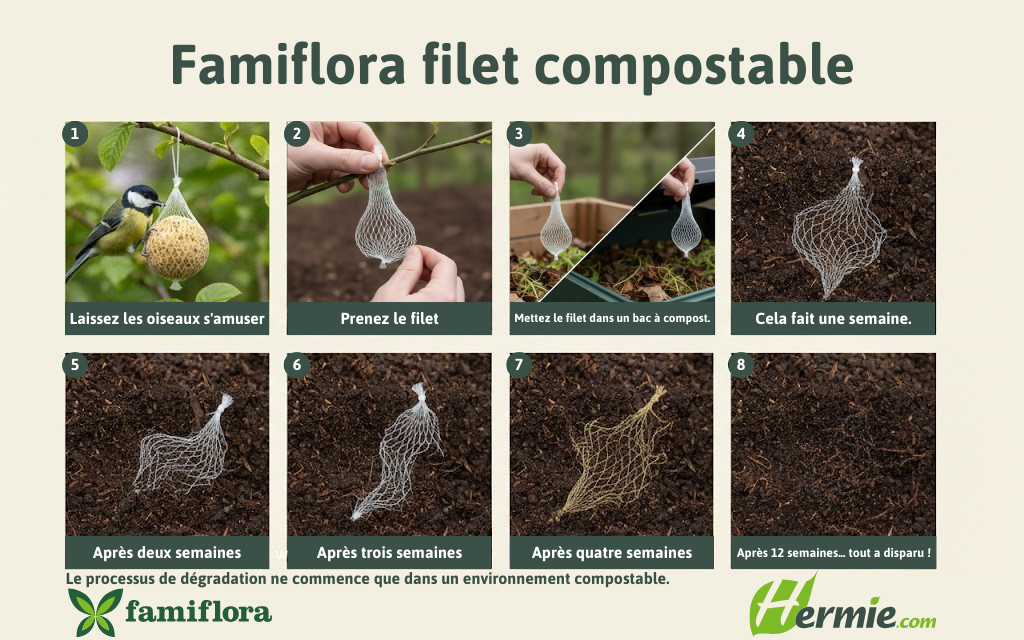 Famiflora boules de suif 100x90g - Filet BIO Dégradable - Nourriture pour oiseaux respectueuse de la nature