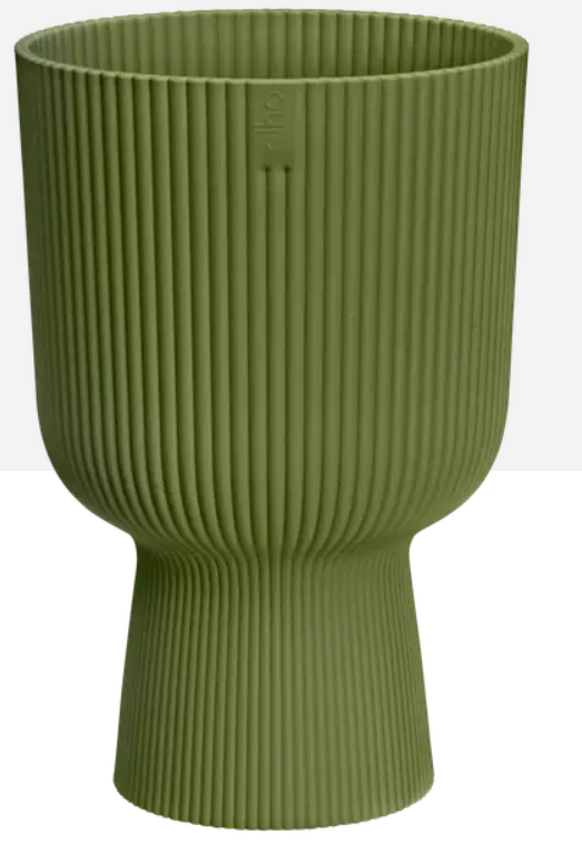 Elho Vibes Fold Coupe 30 Pot de fleurs - Ø 29,5 x H 44,7 cm - Vert fougère - Plastique recyclé