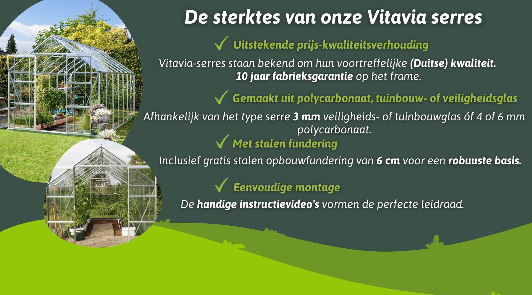Meridian-2-11500-HKP4mm-donkergroen-Polycarbonaat-serre-Vrijstaand-B254-4-x-L441-x-H231-8-cm