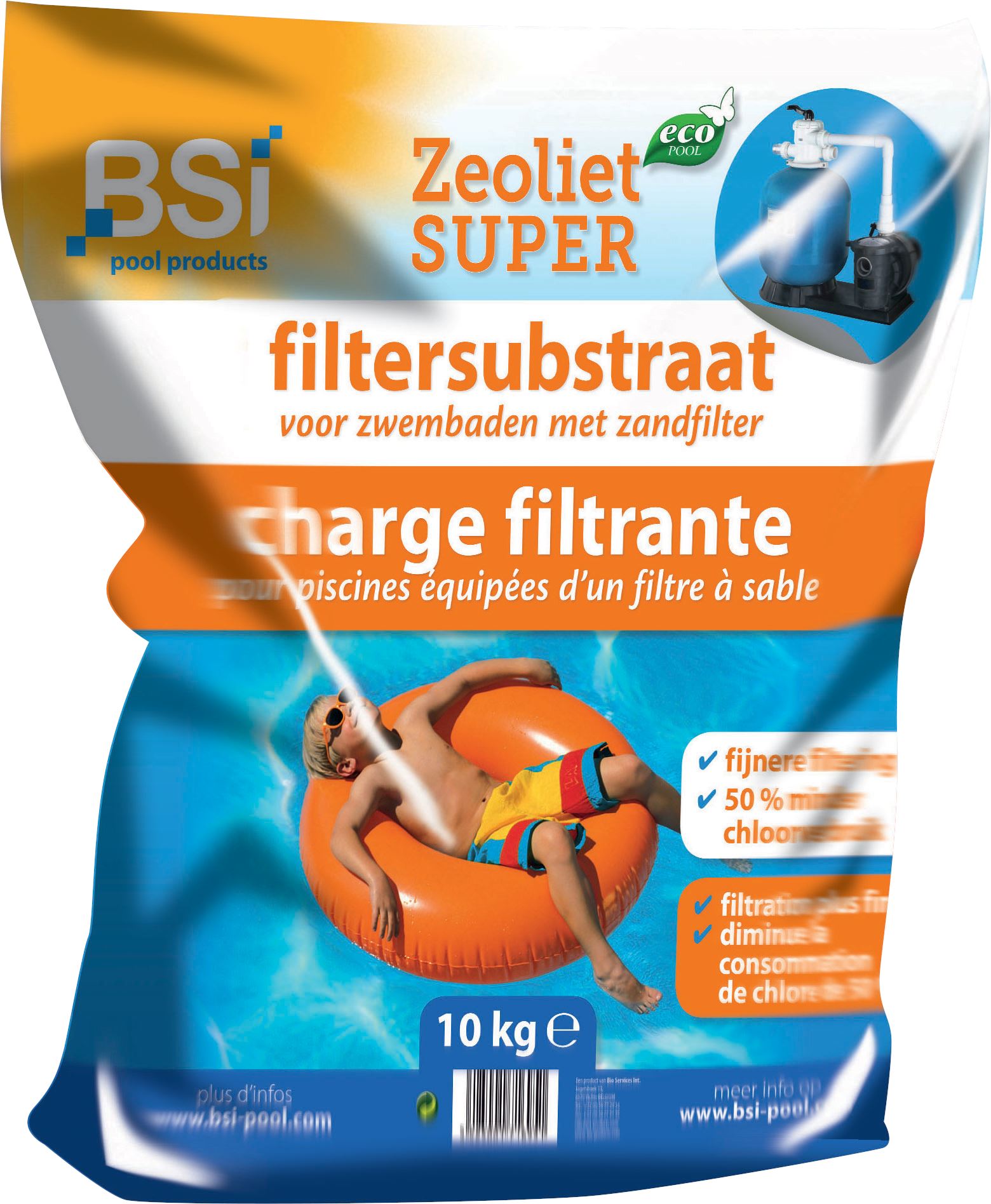 BSI Zeolite Super Filter substrate 10kg - pour piscines avec filtre à sable - granulométrie 1-2.5mm