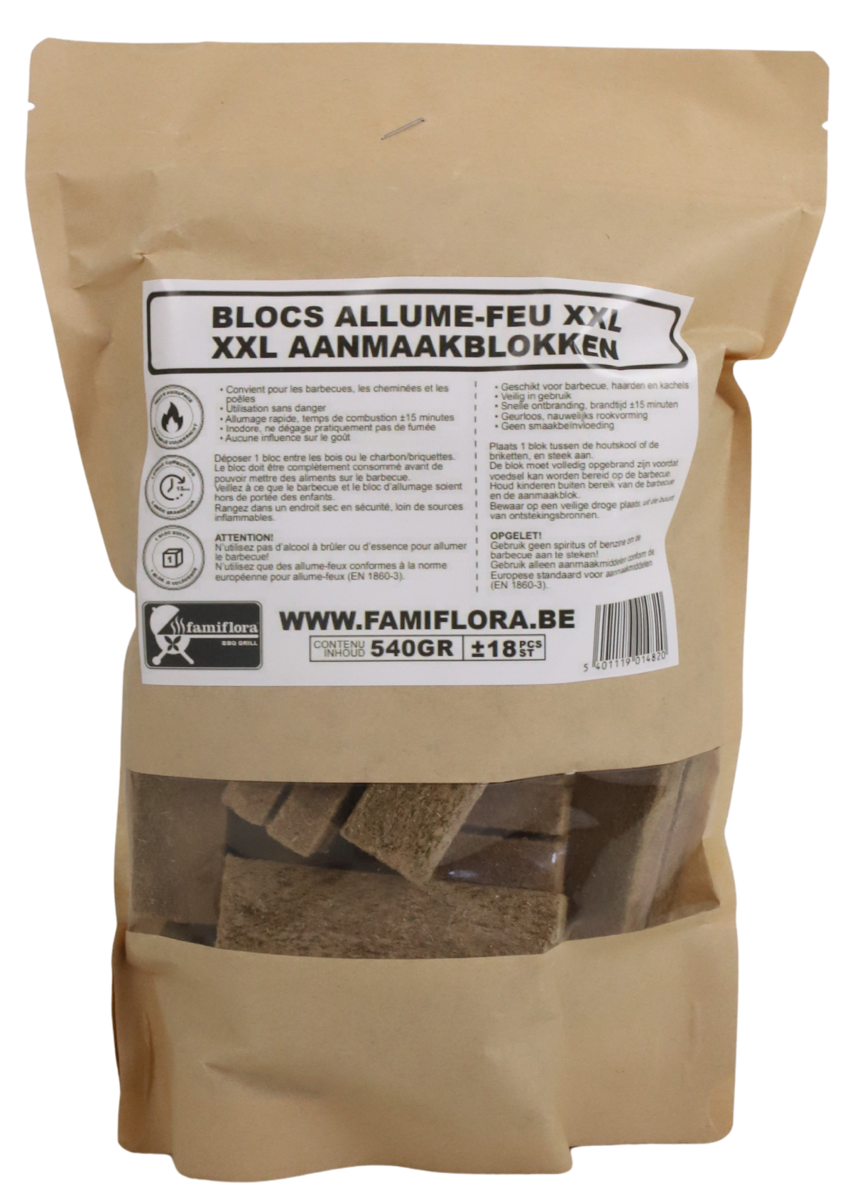 Aanmaakblokjes bruin XXL 540gr (18st)