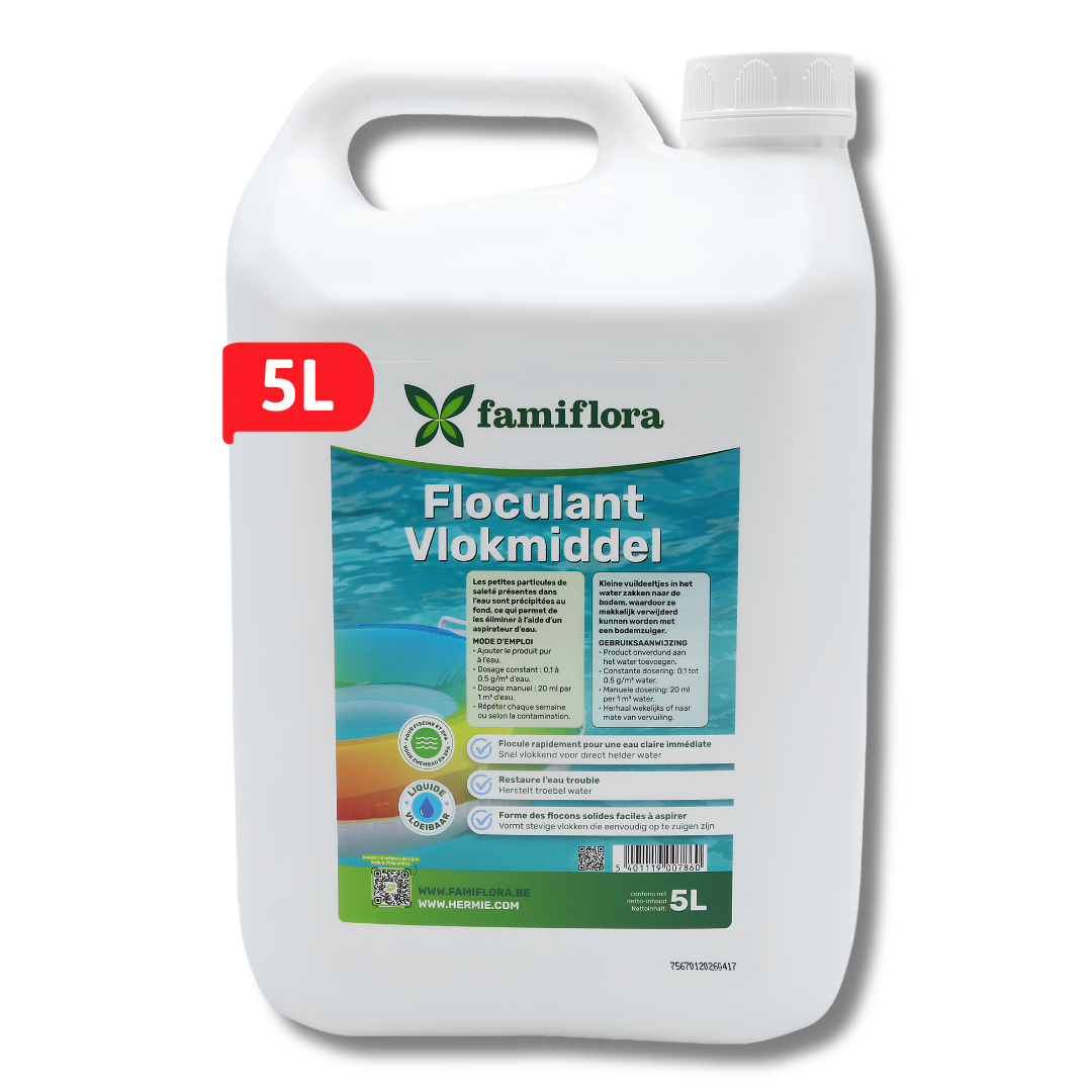 Famiflora Vlokmiddel vloeibaar 5L - vloeibare flocculant voor kristalhelder water!
