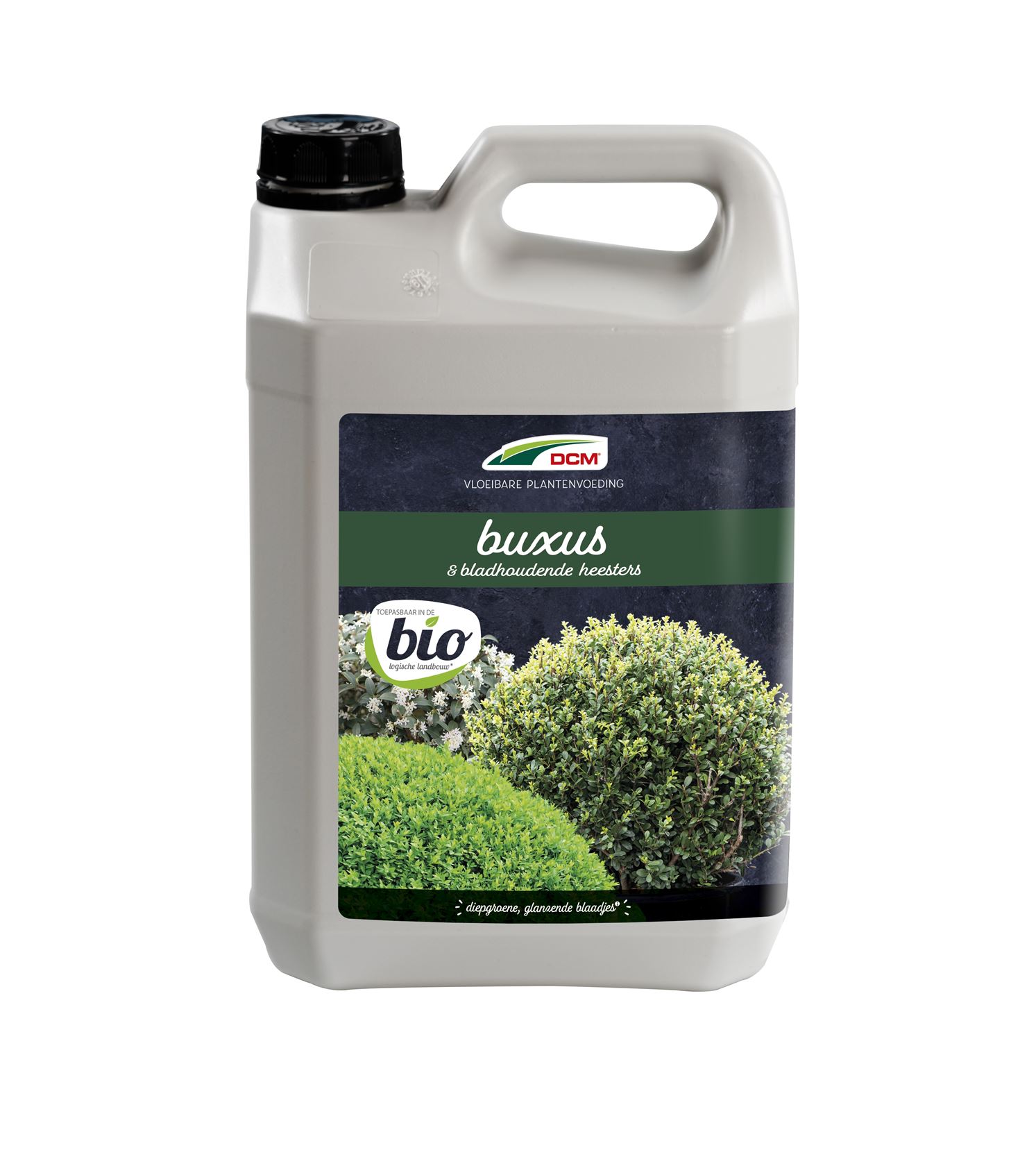 Vloeibare-meststof-buxus-en-bladhoudende-heesters-5L-Bio-NPK-3-2-4-Fe