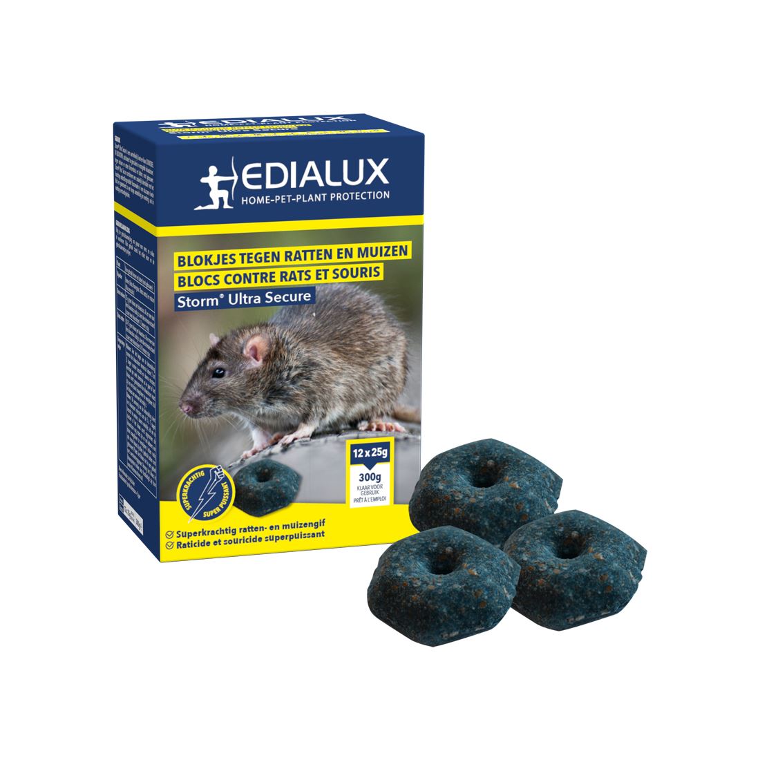 Edialux 'Storm Ultra Secure' blok lokaas - 300g (12x25g) - gif tegen ratten en muizen