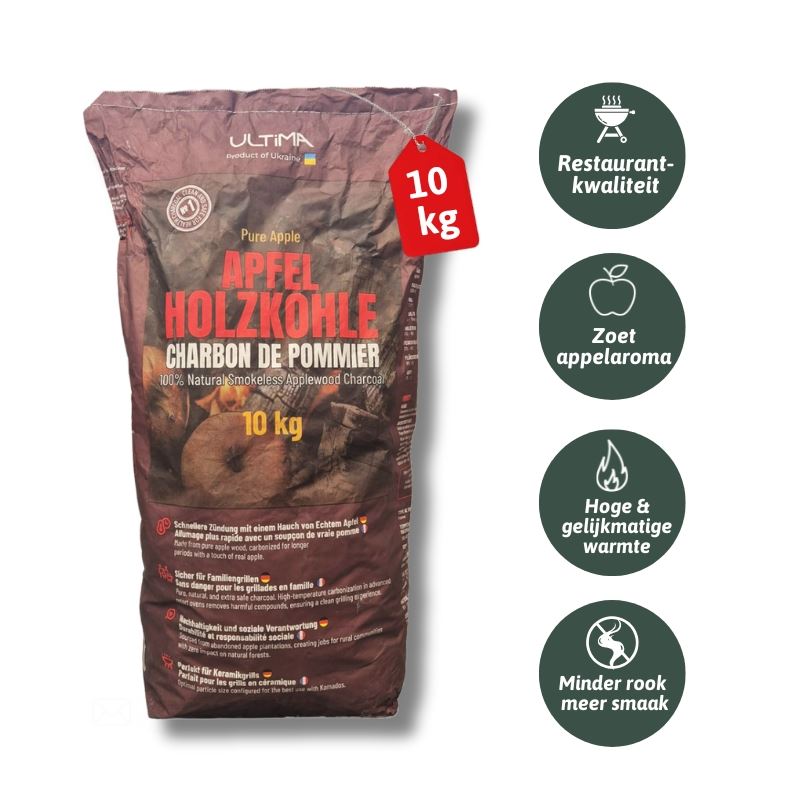 Ultima - appelhout houtskool 10kg - restaurantkwaliteit